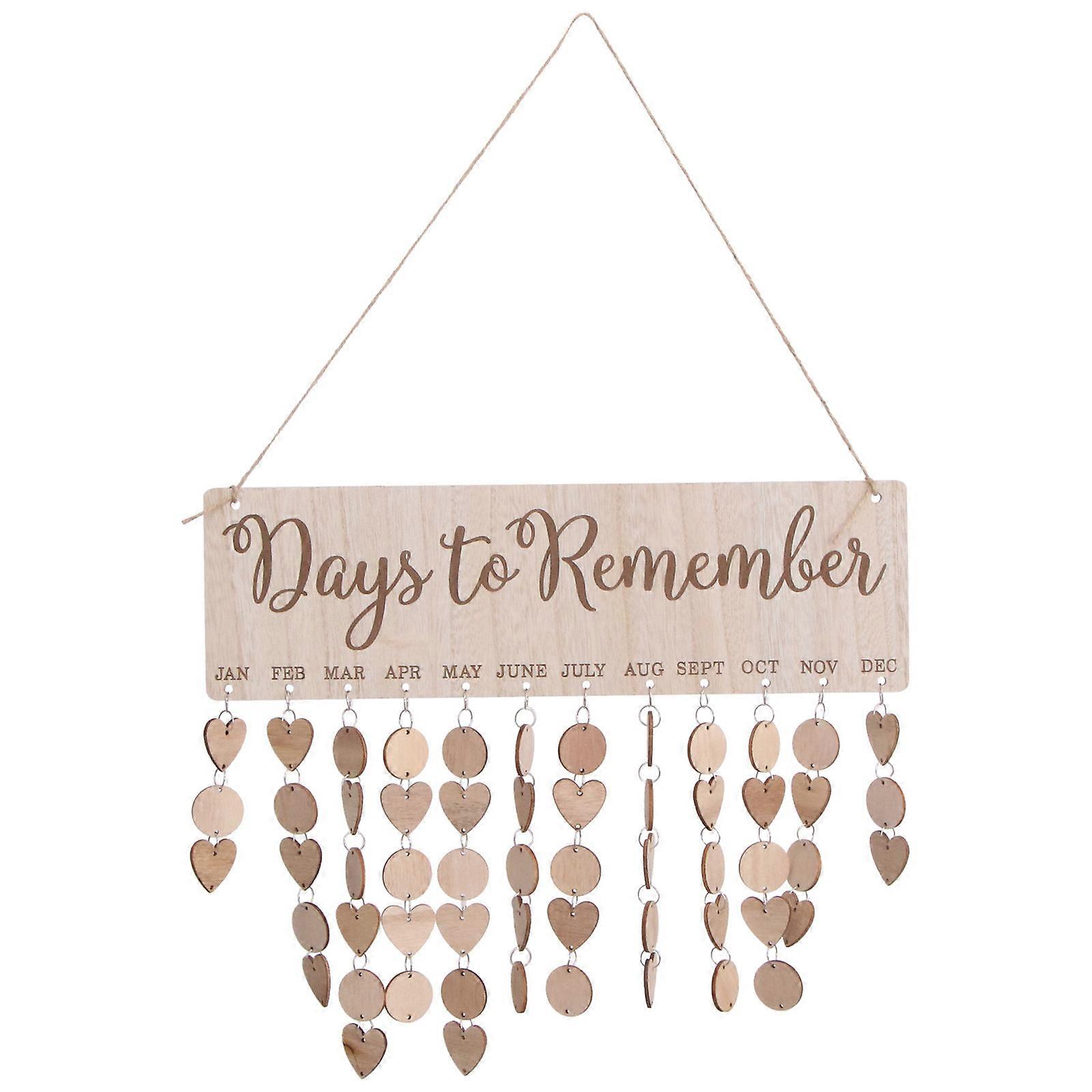 Hanging Calendar Reminder Square Shape Home Plaque For Bedroom Wooden Calendar 1 Set
