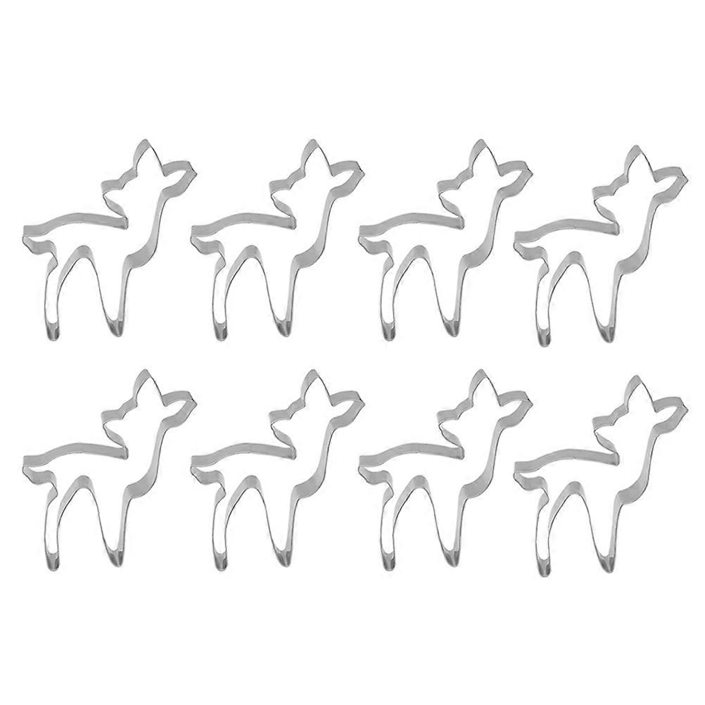 Dessert Making Set Stainless Steel Elk Shape Molds for Shaping Cake and Fondant 8 Pcs Silver