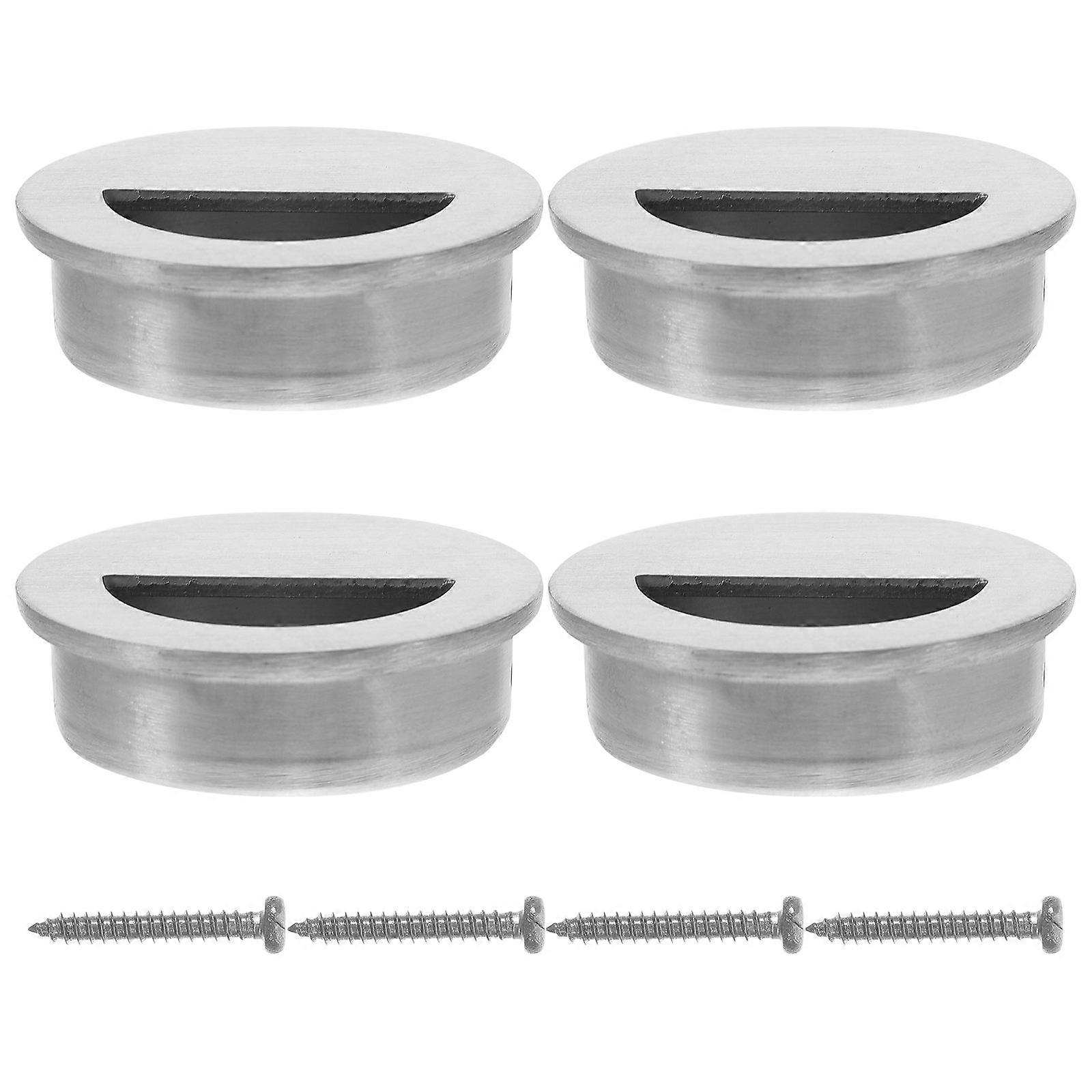 Passage Door Handles Recessed Pull Handle Knob Cabinet Pulls Space-Saving Silver 4Pcs