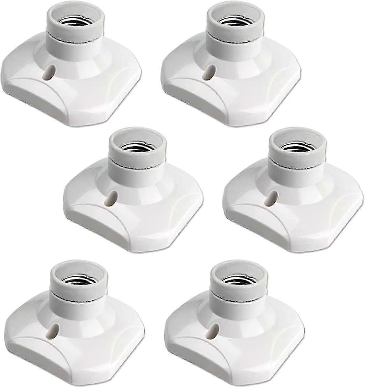 E27 Screw-in Ceiling Socket, E27 Garage Socket, AC 220-240V, Socket Holder for LED Light Bulb,White Plastic Lamp Base for Wall Lamp, Set of 6