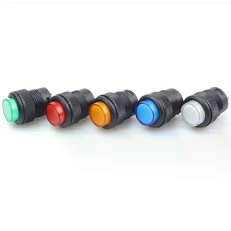 2pcs 16mm R16-503 Self-locking Momentary Round Button Switch With Light 4PIN 3A 250V