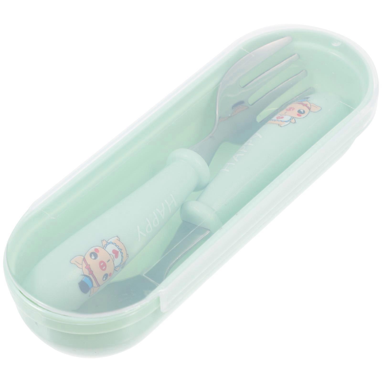 Infant Utensils Fork Child Fork Spoon Children Daily Use Round Edges Green 13X3X1.5CM Easy to Clean 1Set