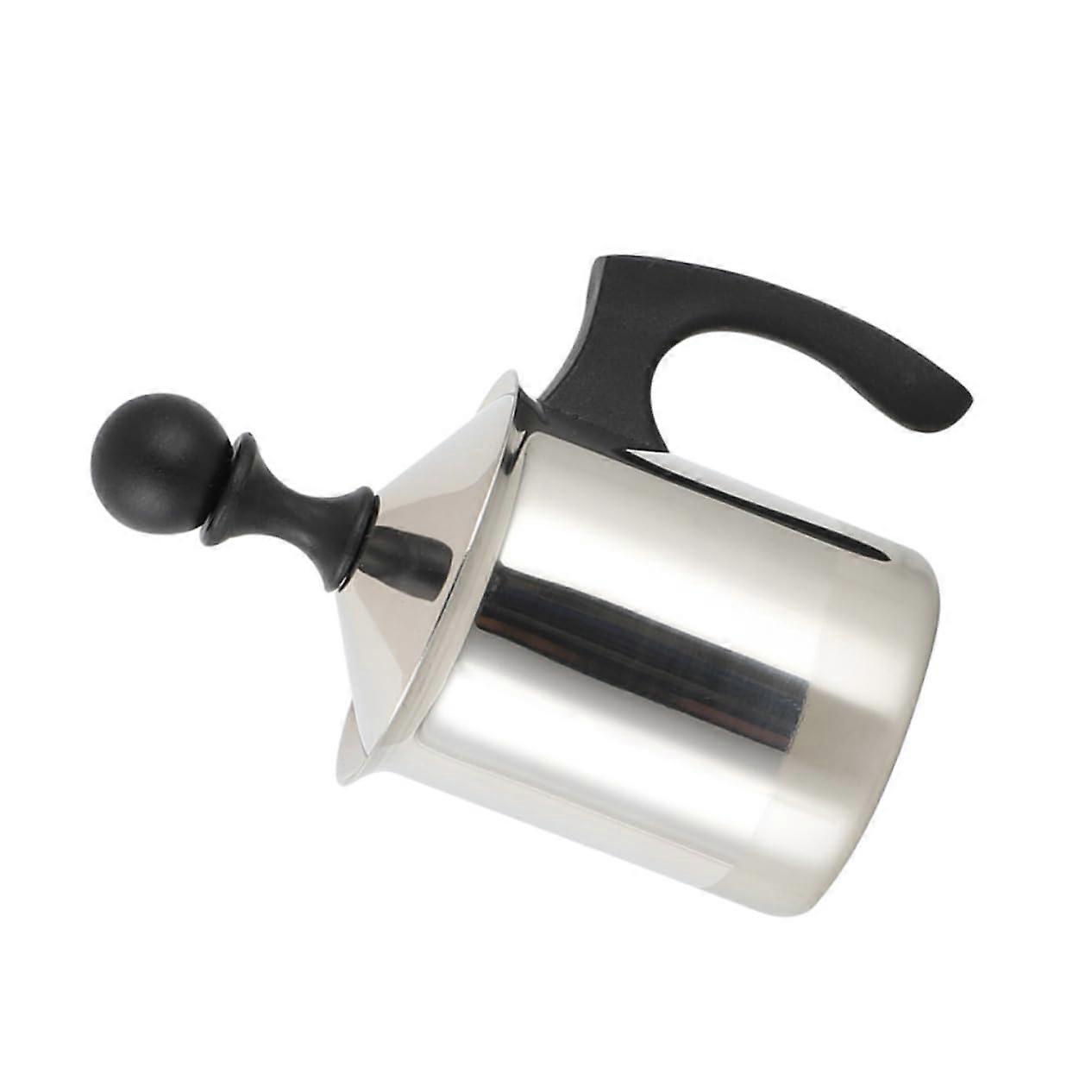 Milk Frother Manual Latte Cup ABS Milk Jug with Stainless Steel Filter for Cappuccino and Reindeer Design