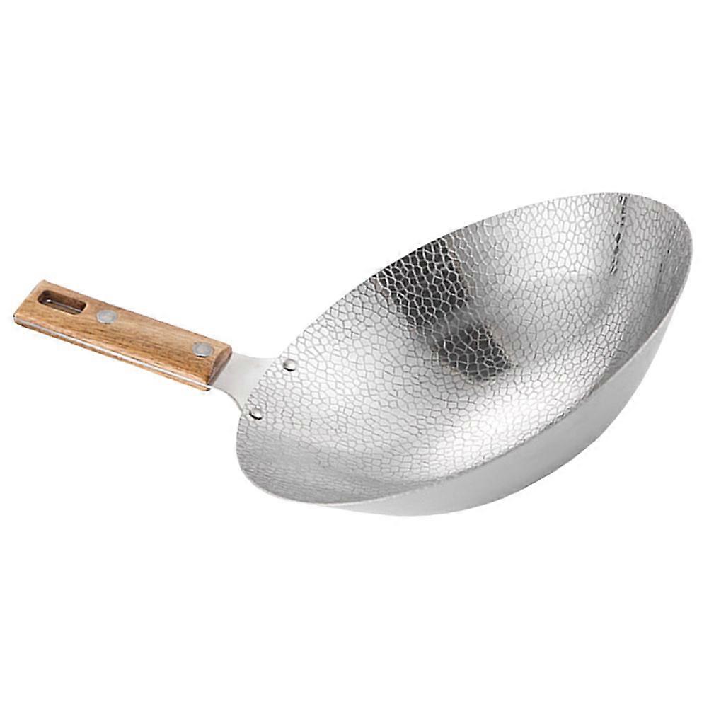 Hand Hammered Wok Traditional Wok Design Grilling Restaurant Use Wood 1Set