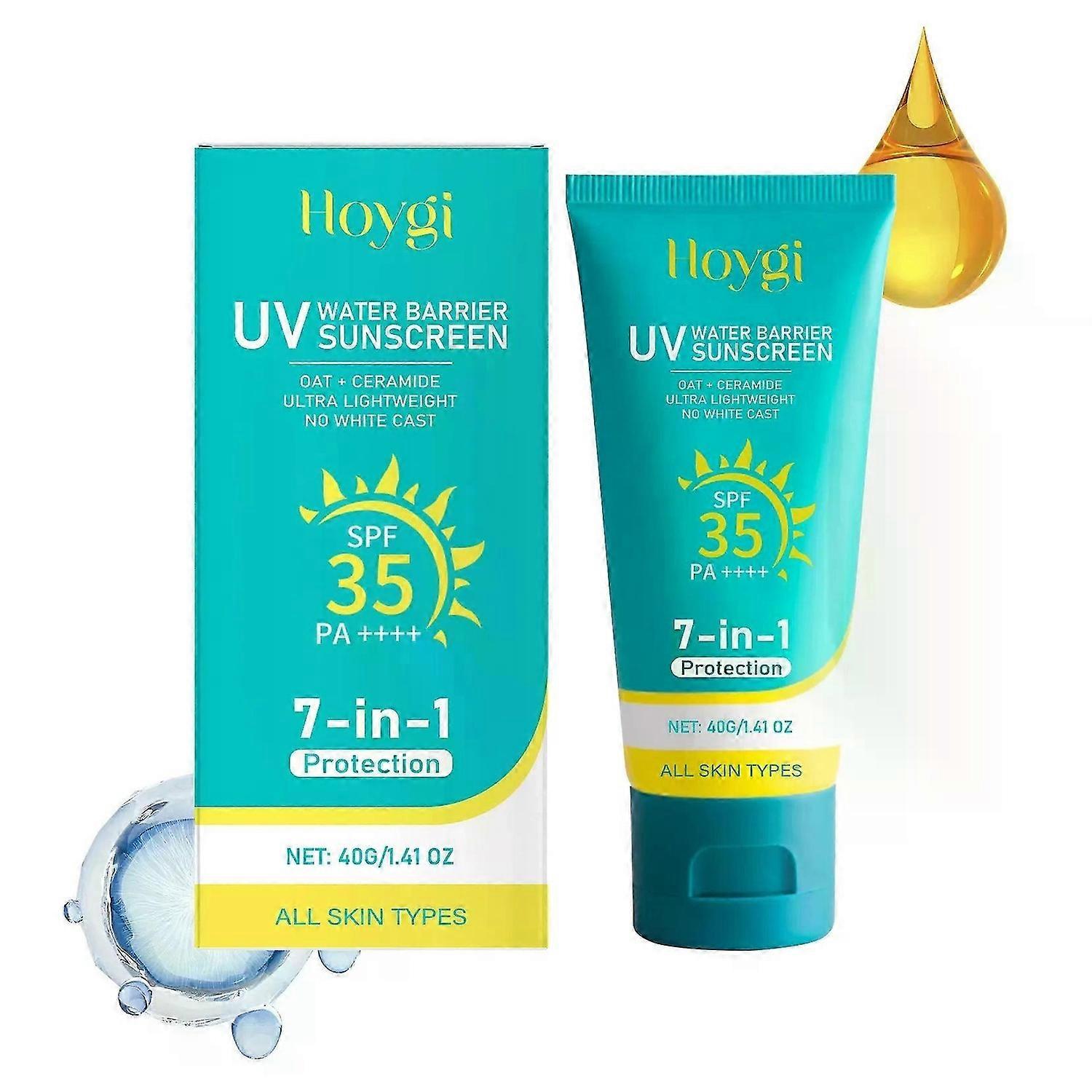 SPF35 PA +++ 7 في 1 واقي من الشمس للأشعة فوق البنفسجية خفيف الوزن ، واقي من الشمس مقاوم للماء للأشعة فوق البنفسجية مع الشوفان والسيراميد 40 جم / 1.41 أونصة ، حماية جميع أنواع البشرة
