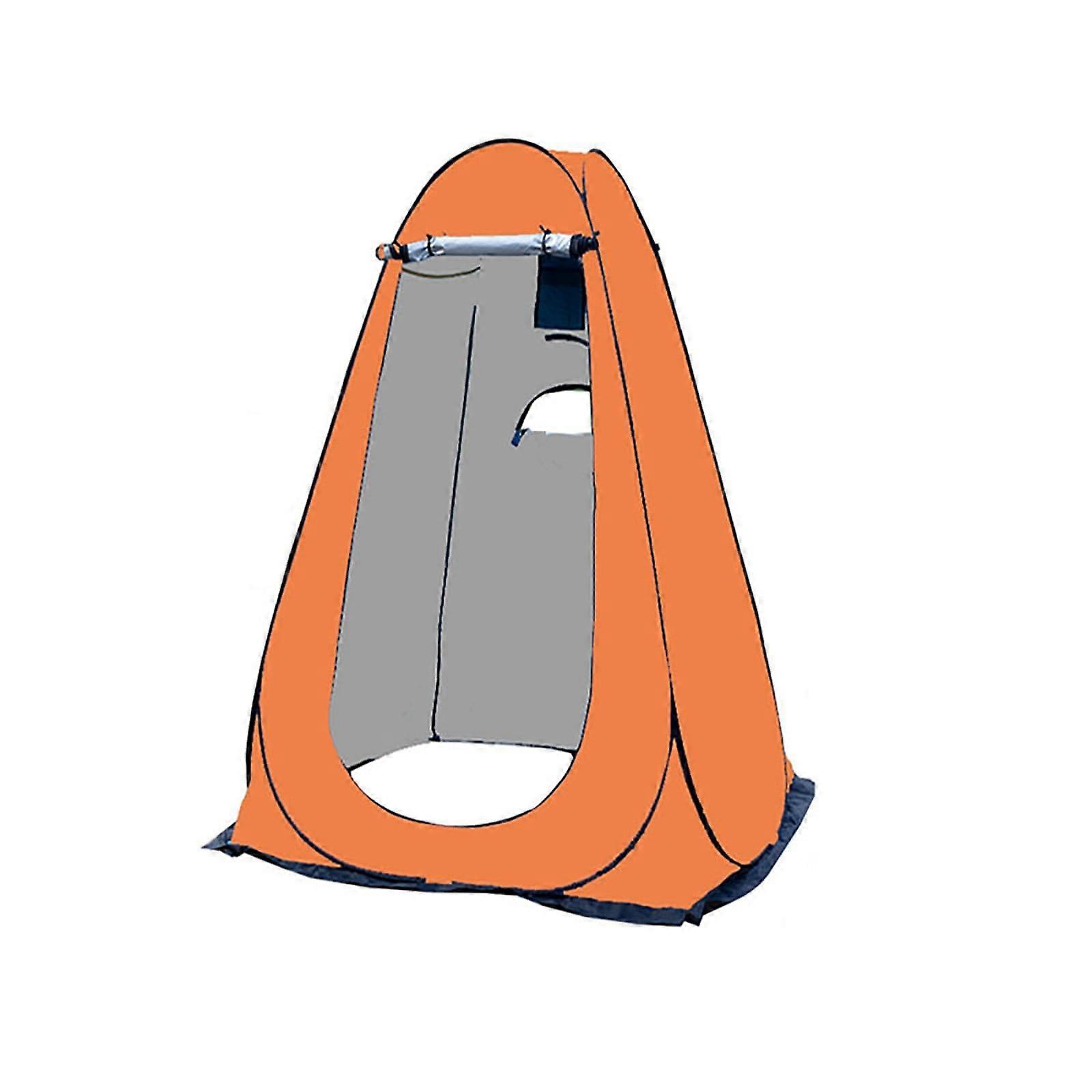 Portable Shower and Toilet Tent for Camping - Waterproof Privacy Shelter with 3 Ventilation Windows, Easy Setup, UV Resistant, Orange