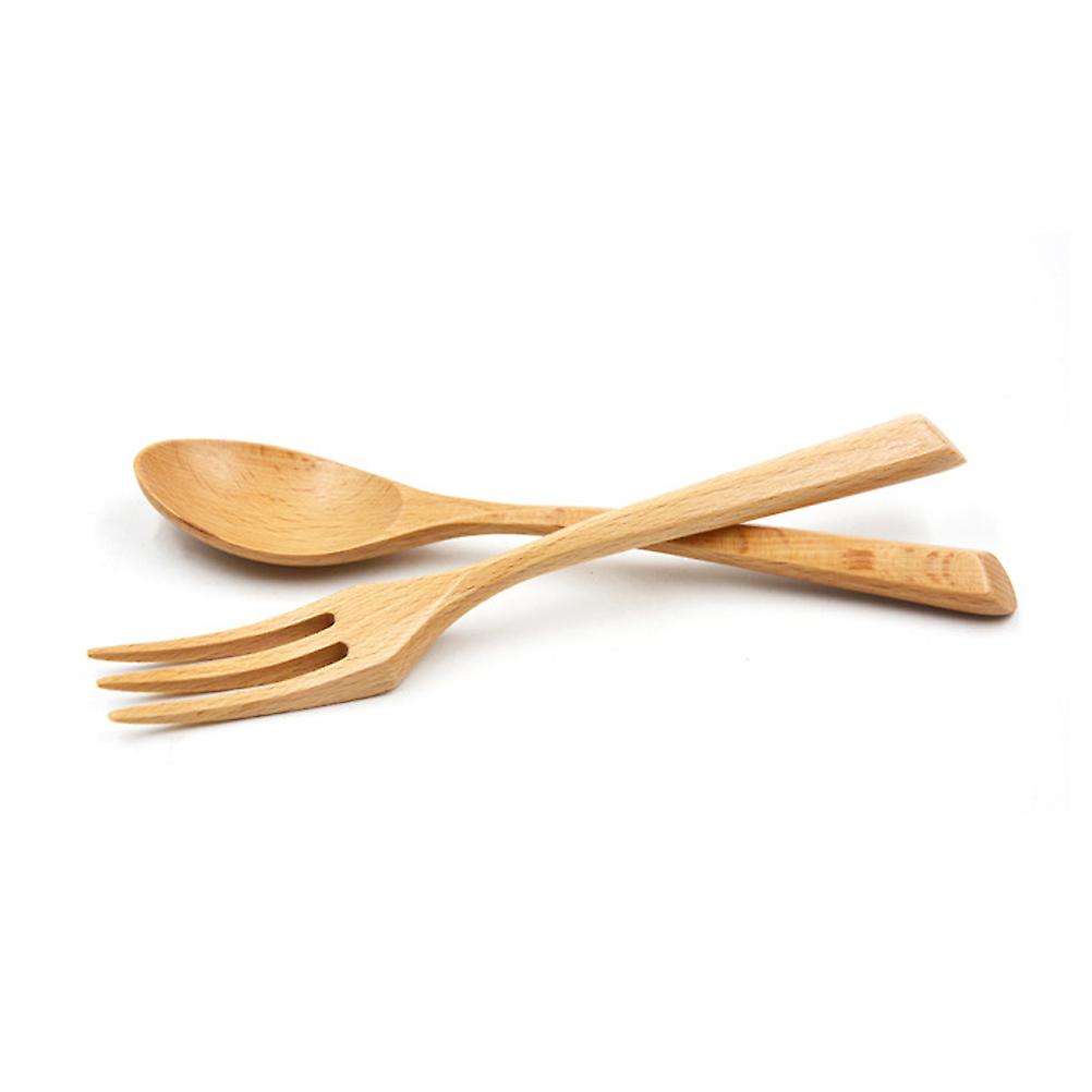 Kitchen Utensils Wood Portable Beech Fork Wooden Western Food Serving Fork Smooth Handle For Fashionable Kitchen Gadget Users 1Pcs