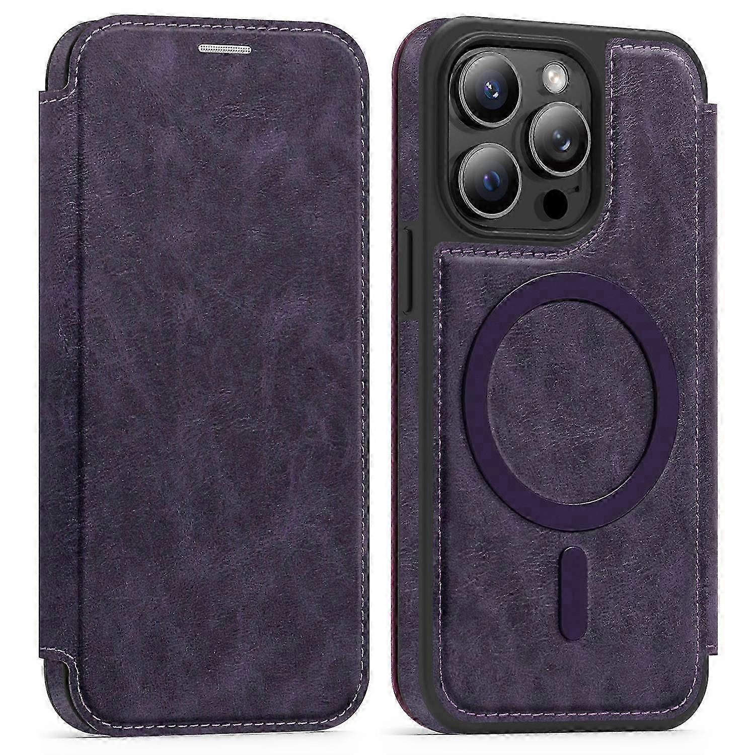 Leather Phone Cover with RFID Blocking Card Holder for Compatible Devices