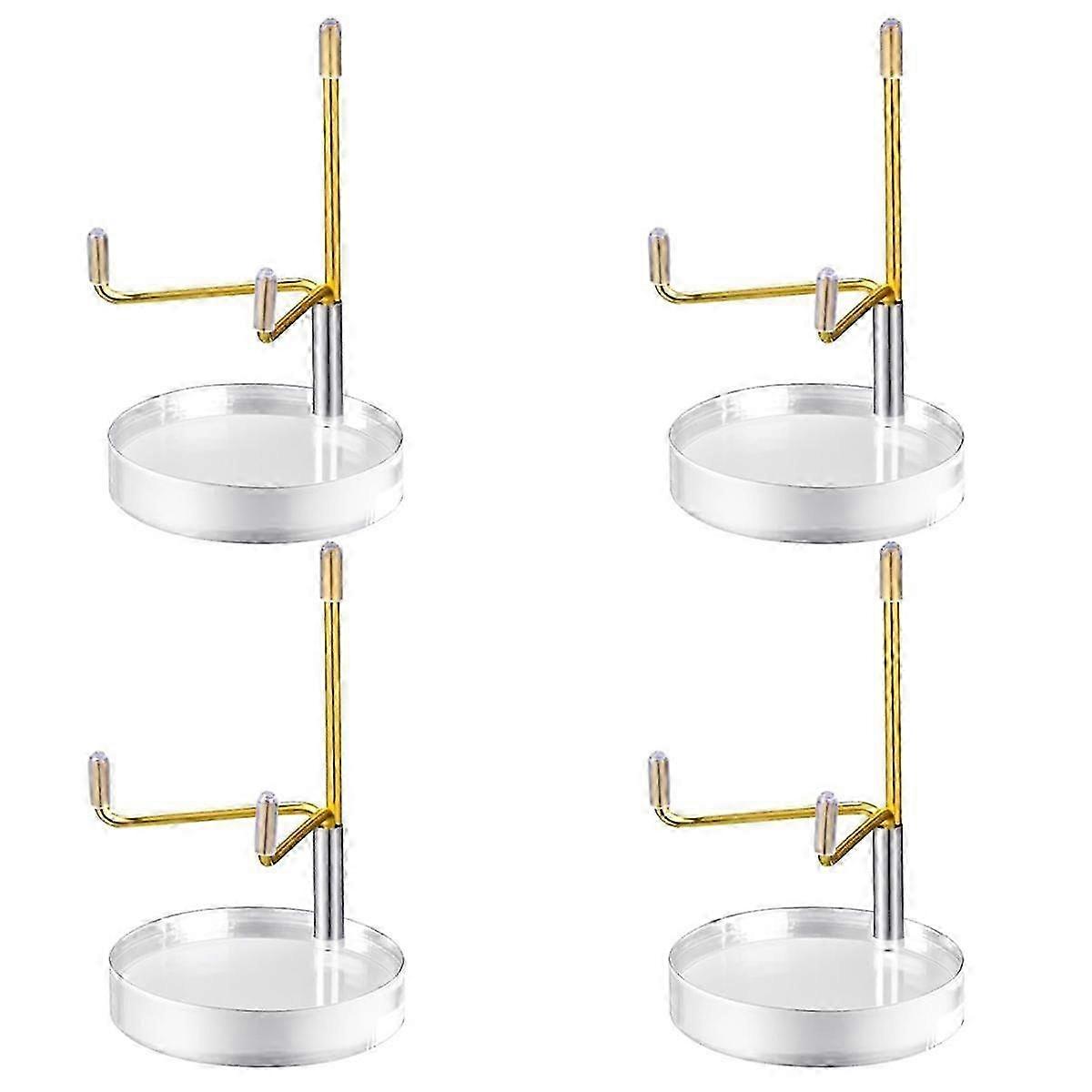 4 Pcs Clear Acrylic Display Stand Holder with Adjustable Metal Arms for Crystal Display