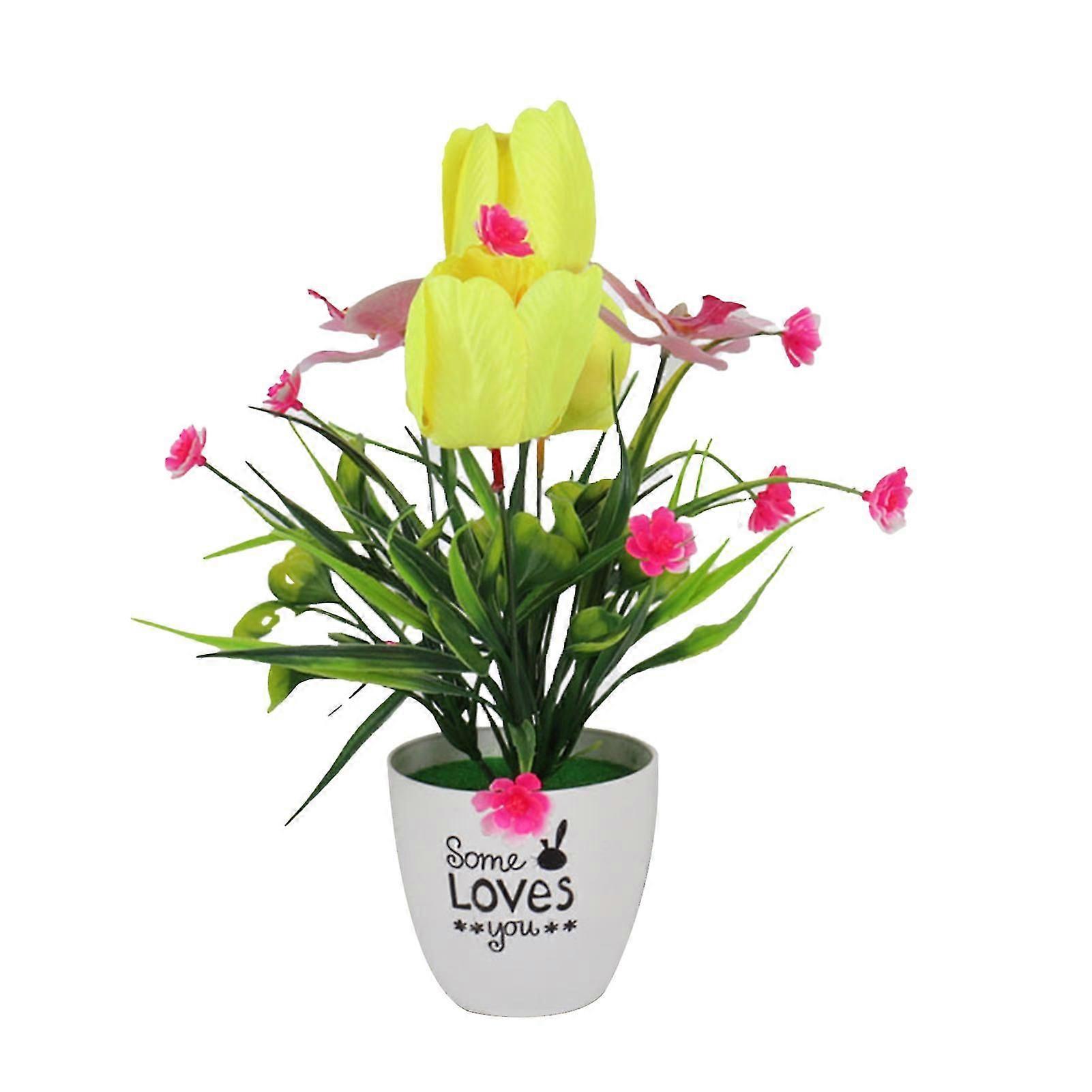 Artificial Plant Pot Not Wither Table Centerpiece Plastic Imitation Tulip Flower Pot For Home