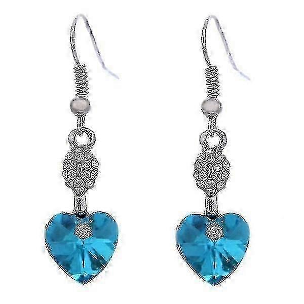 Pendientes colgantes azules en forma de corazón