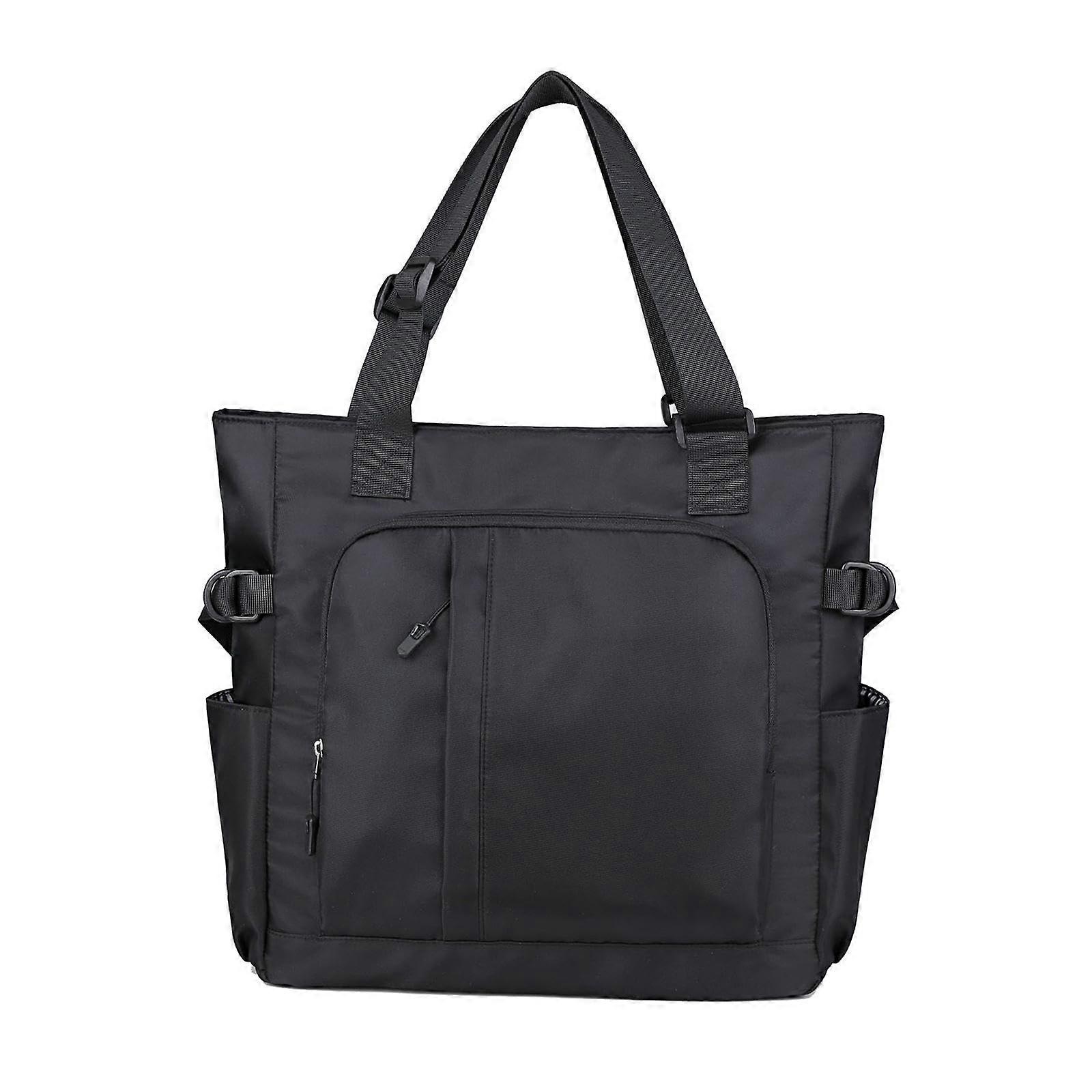 Multipocket briefcase, sturdy office commuter bag for work, travel, adults, black.