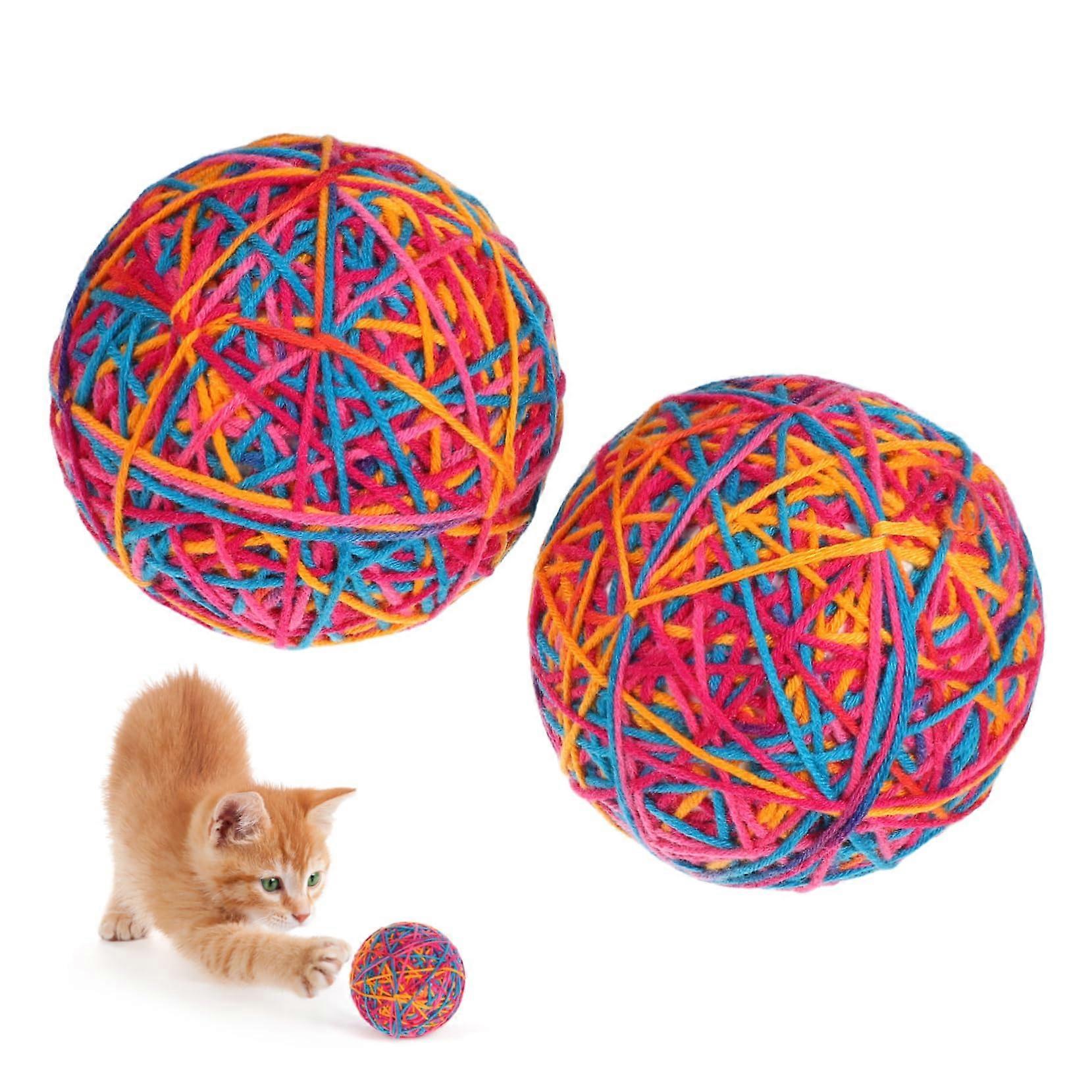 Pack of 2 Cat Teaser Interactive Cat Toys, PeekaBoo Cat Toy with Yarn Ball for Teeth Cleaning