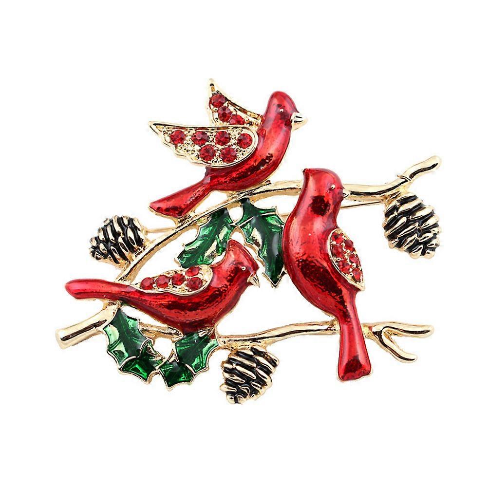Creative Bird Brooch Pin Vintage Inspired Design Red Color For Birthday Anniversary Daily Use 1Pack