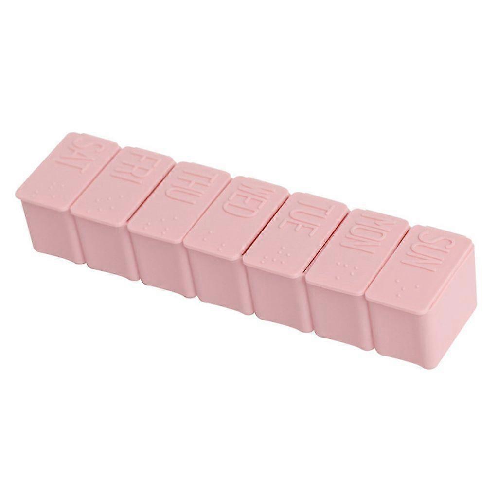 Pill Box Large Capacity Portable PP Weekly Pill Storage Box Vitamins-Pink