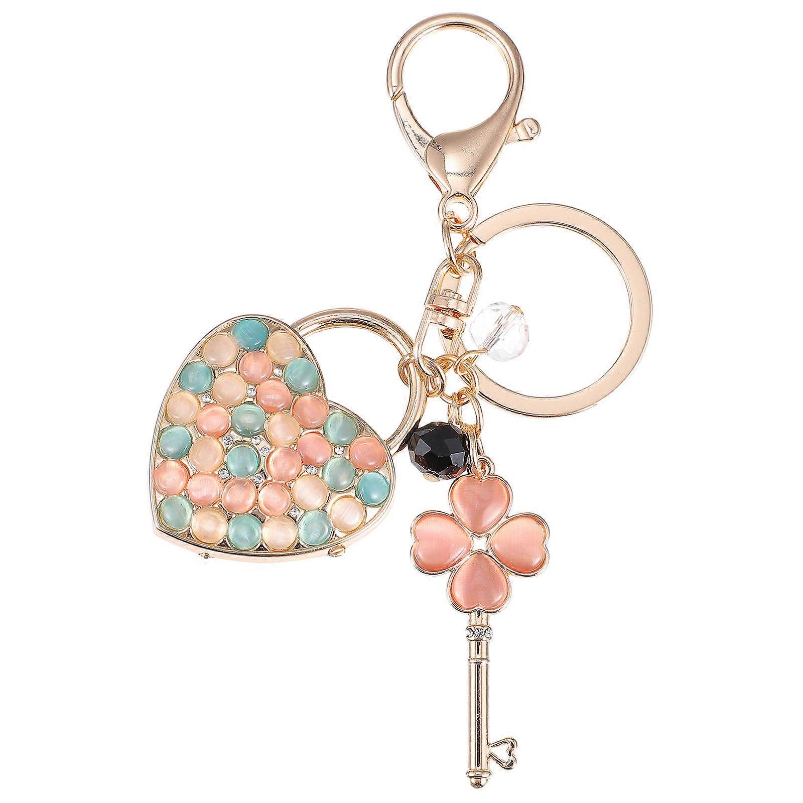 Rhinestone Heart Shape Keychains Business Car Decoration 1Pc
