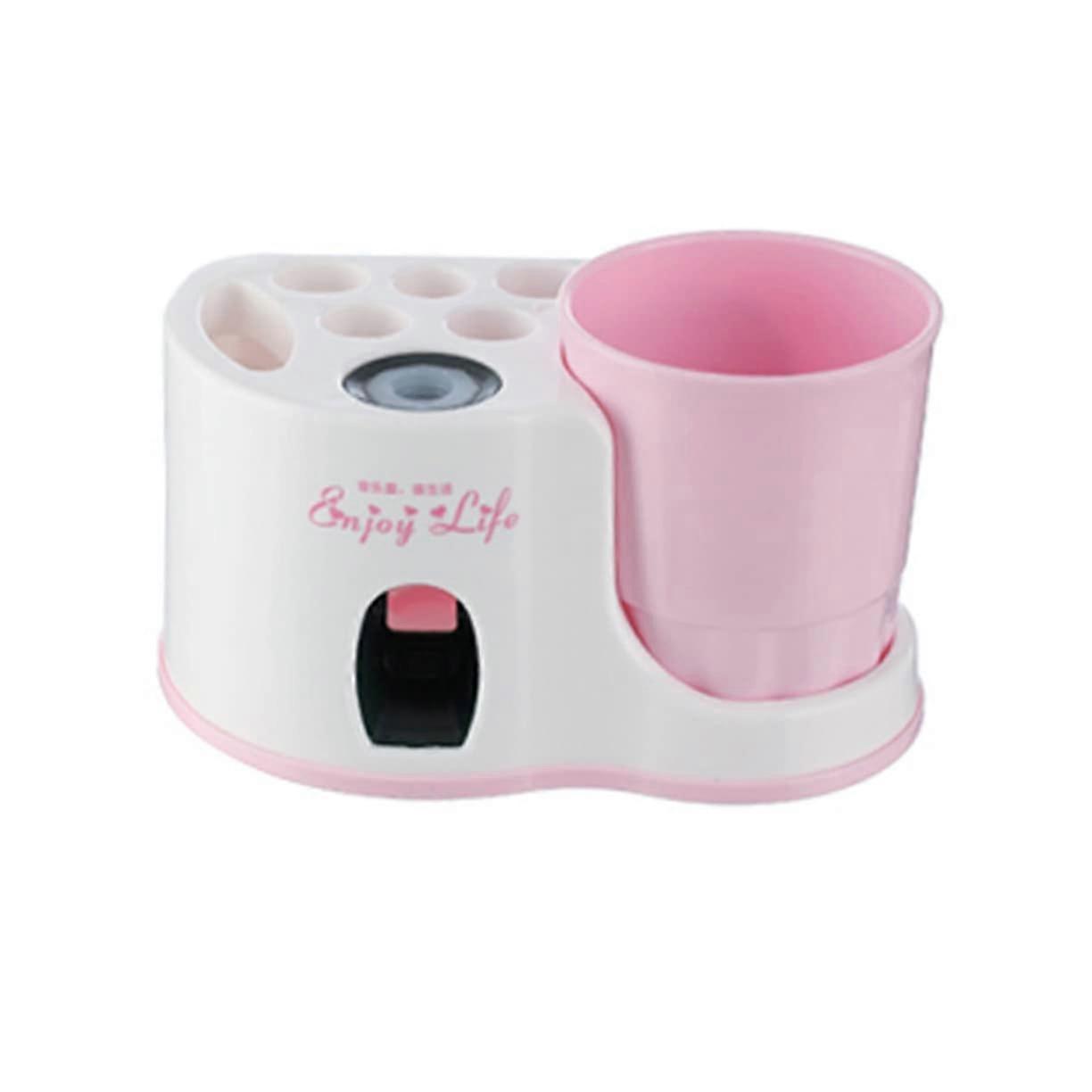 1 piece toothpaste dispenser and squeezer white pink wallmounted toothpaste dispenser with practical storage shelf for bathroom and durable