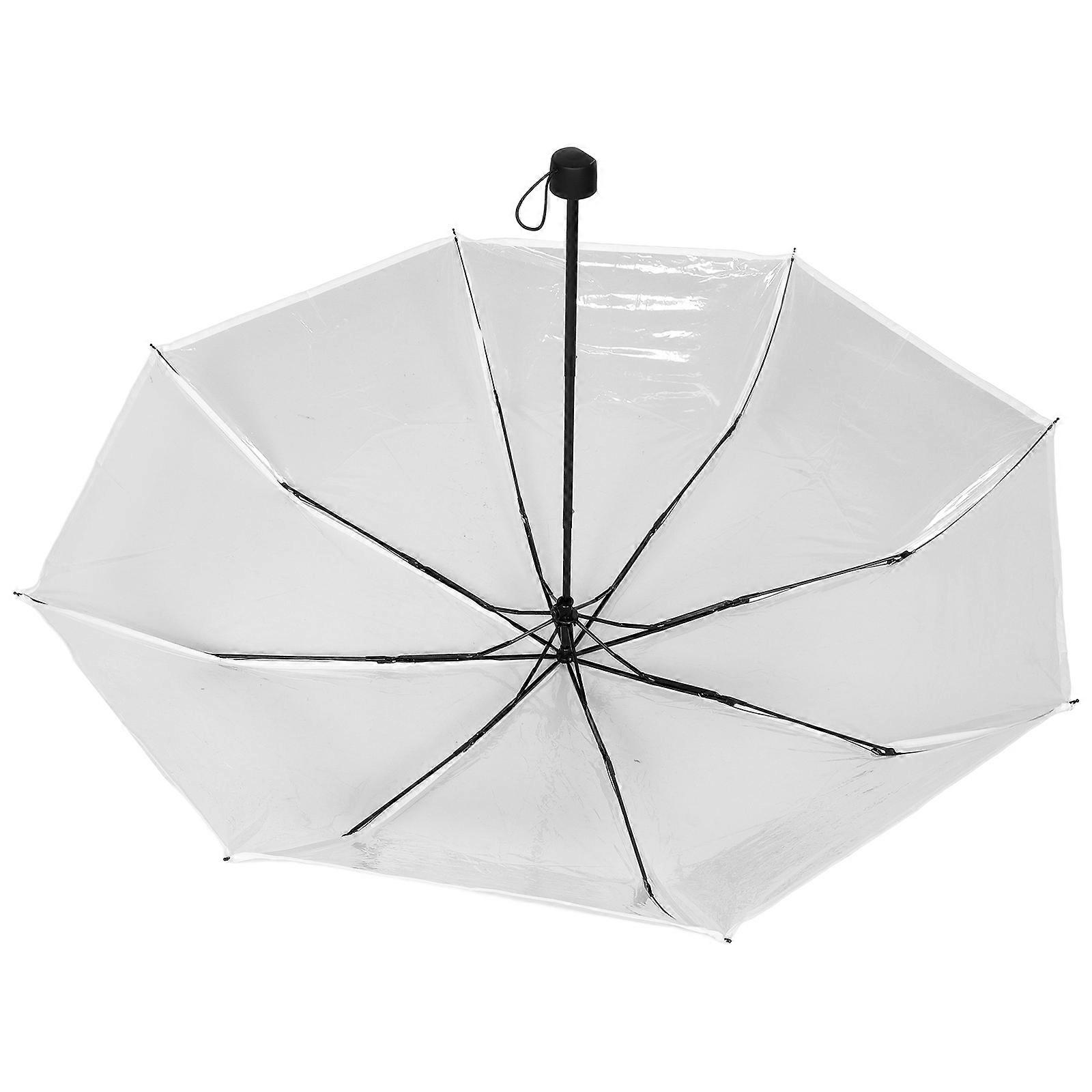 Clear Portable Automatic Umbrella Windproof Transparent Umbrella with Wooden Handle