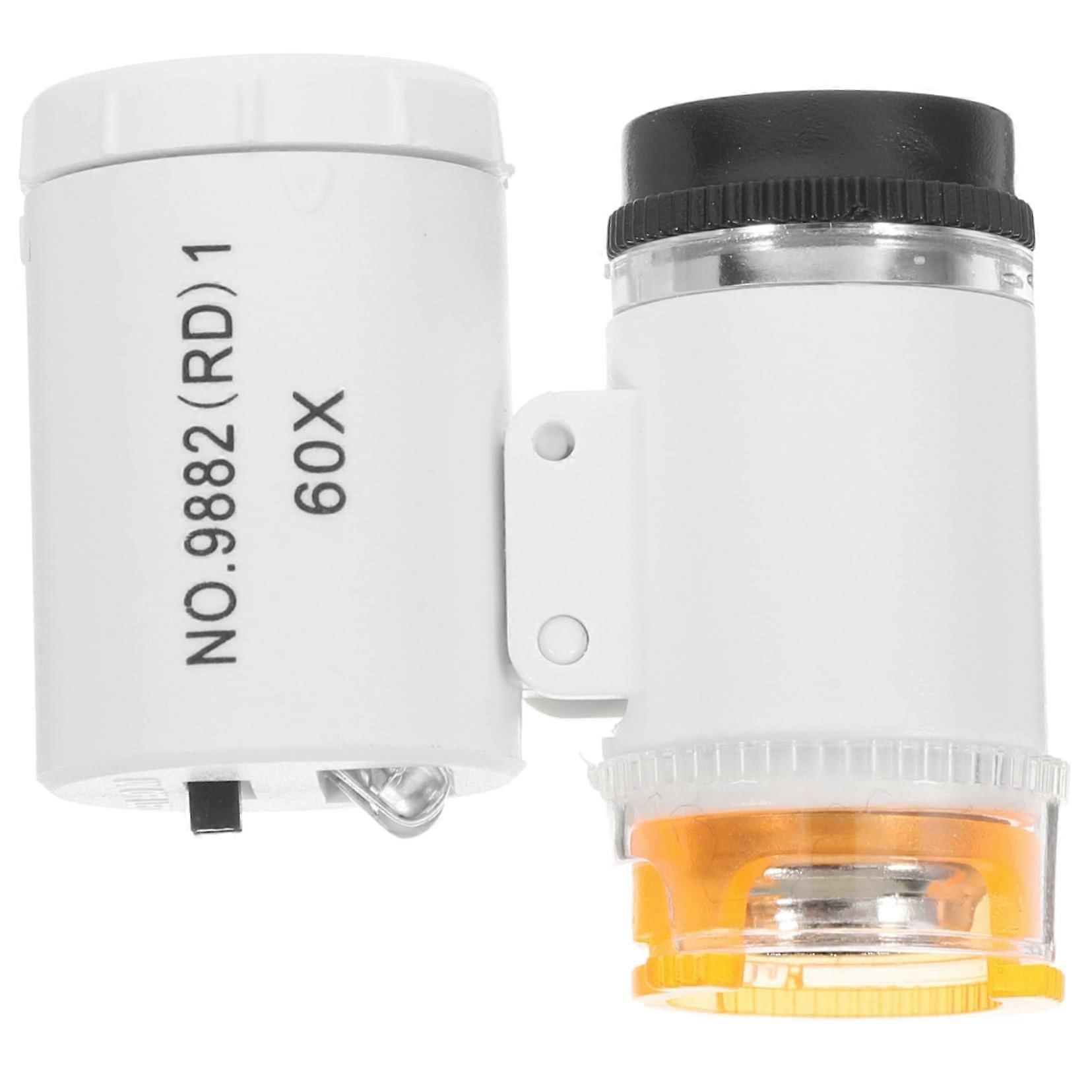 Mini Pocket Microscope with LED Lights Magnifier for Precise Inspection of Coins Antiques Textiles Compact Magnifying Mirror for Hobbyists White