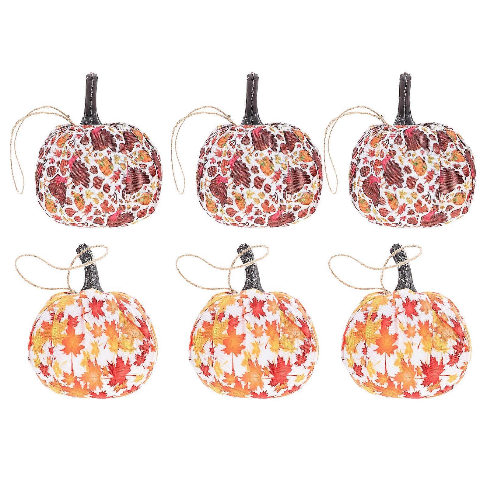 Fall Decor Orange Pumpkin Shape Pendant Hanging Ornaments For Tree 5 5x5 5x6 3cm 6Set