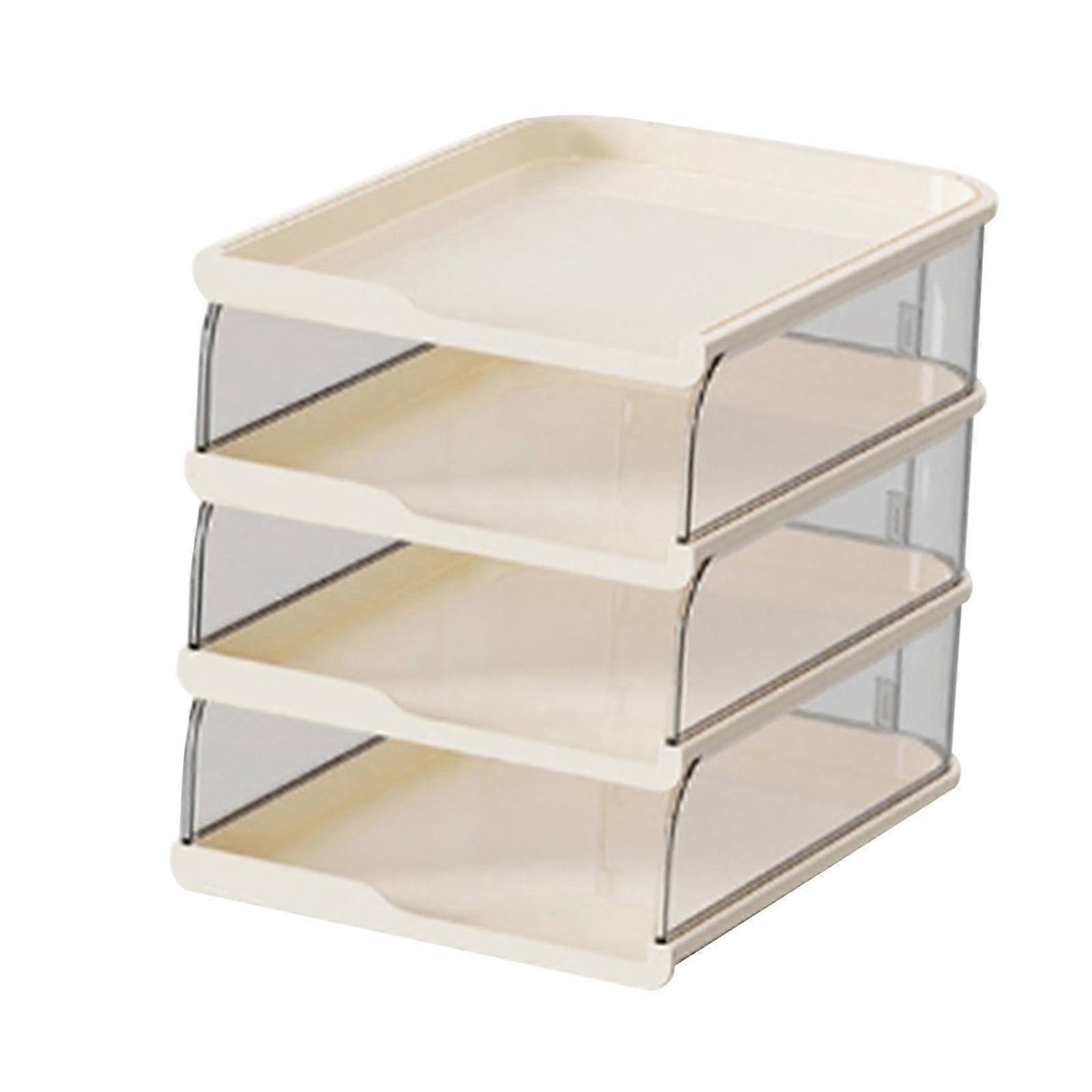 Desktop File Organizer Paper Tray 4-Tier White Desk Document Holder Multi-Purpose Storage Rack For Office And Home