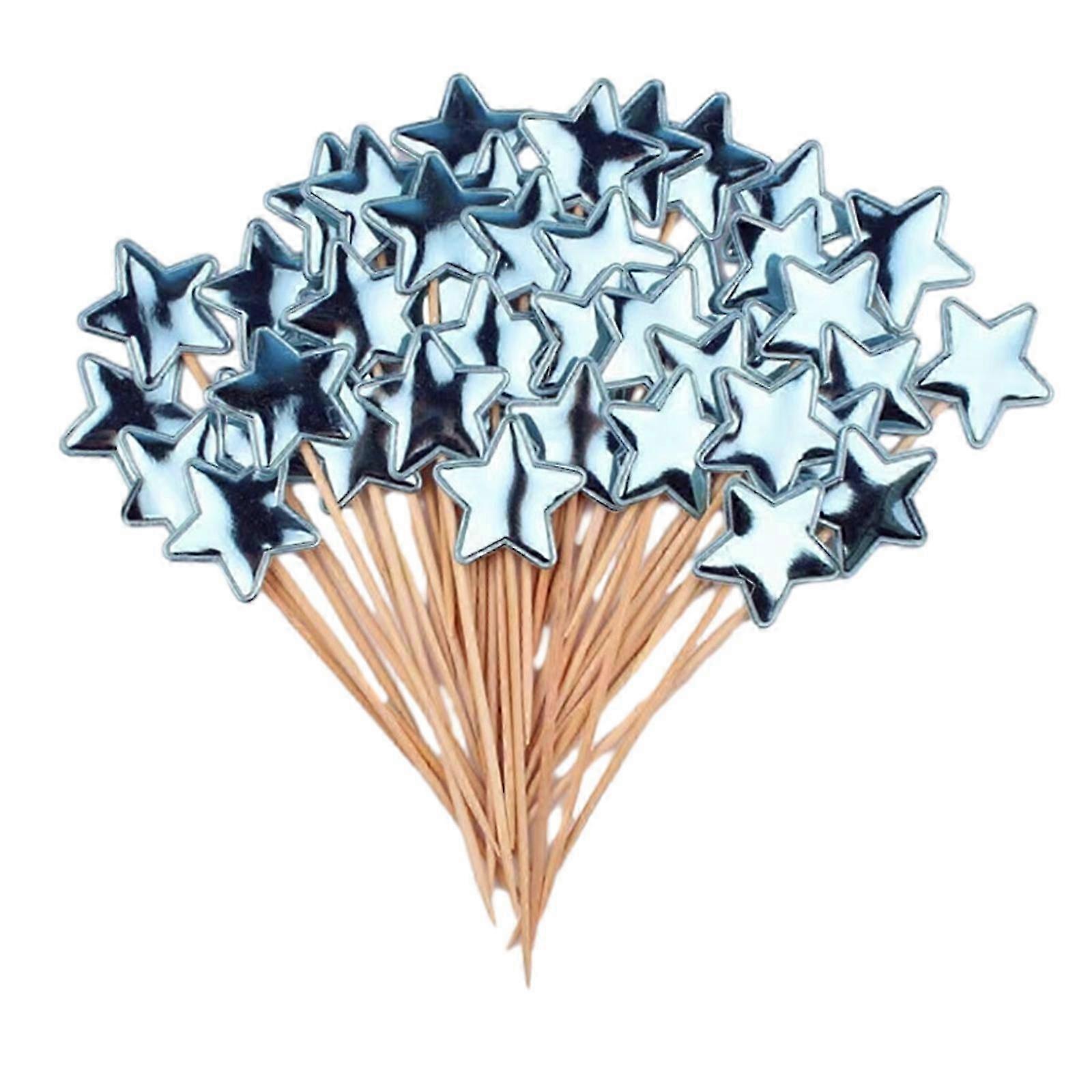 50-Count Wooden Star Cocktail Picks and Toothpick Strings for Appetizers and Drinks