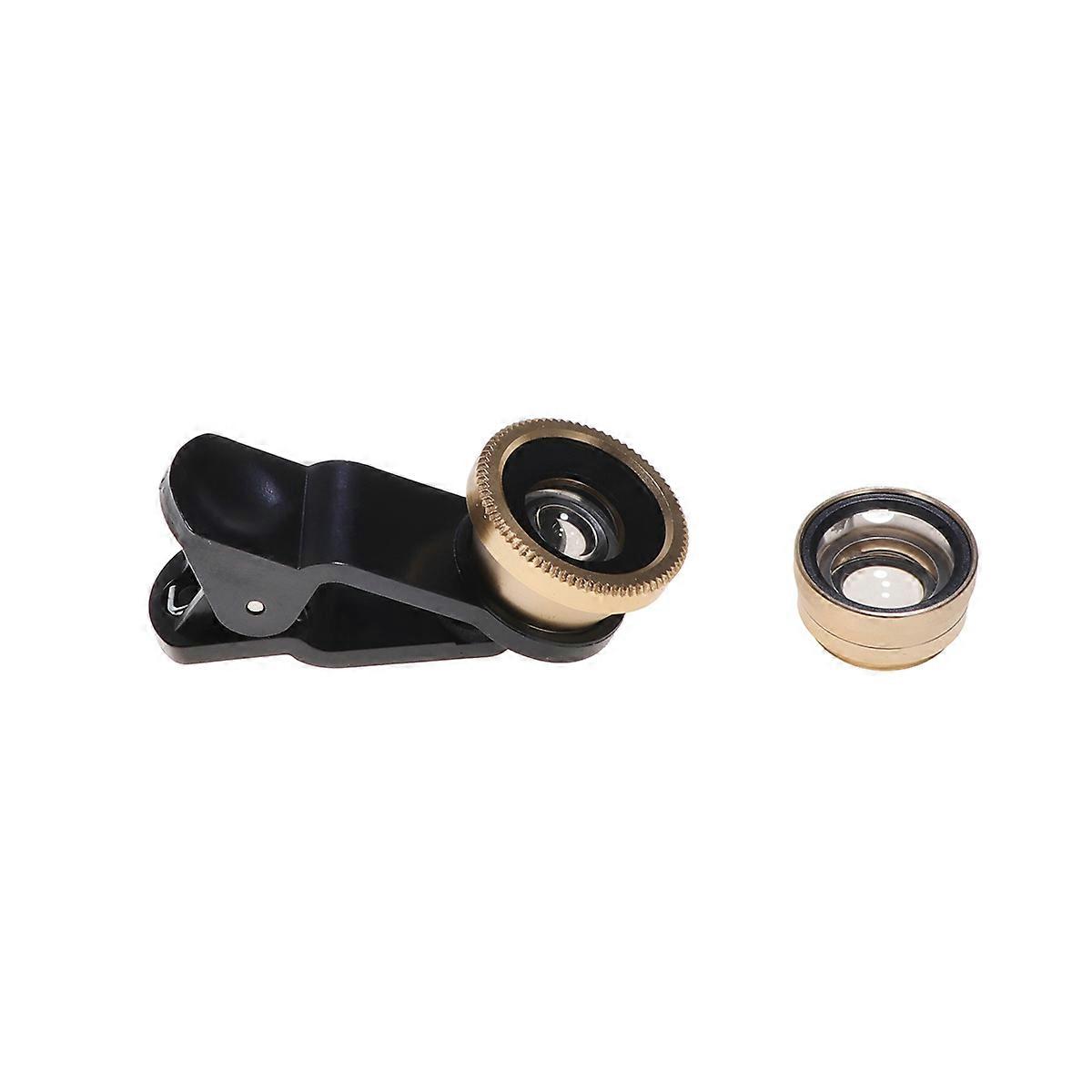 Fisheye Wide Angle Macro Smartphone Camera Lens Kit – Durable Clip, Easy Installation, for Scenery & Detail Photography, Golden