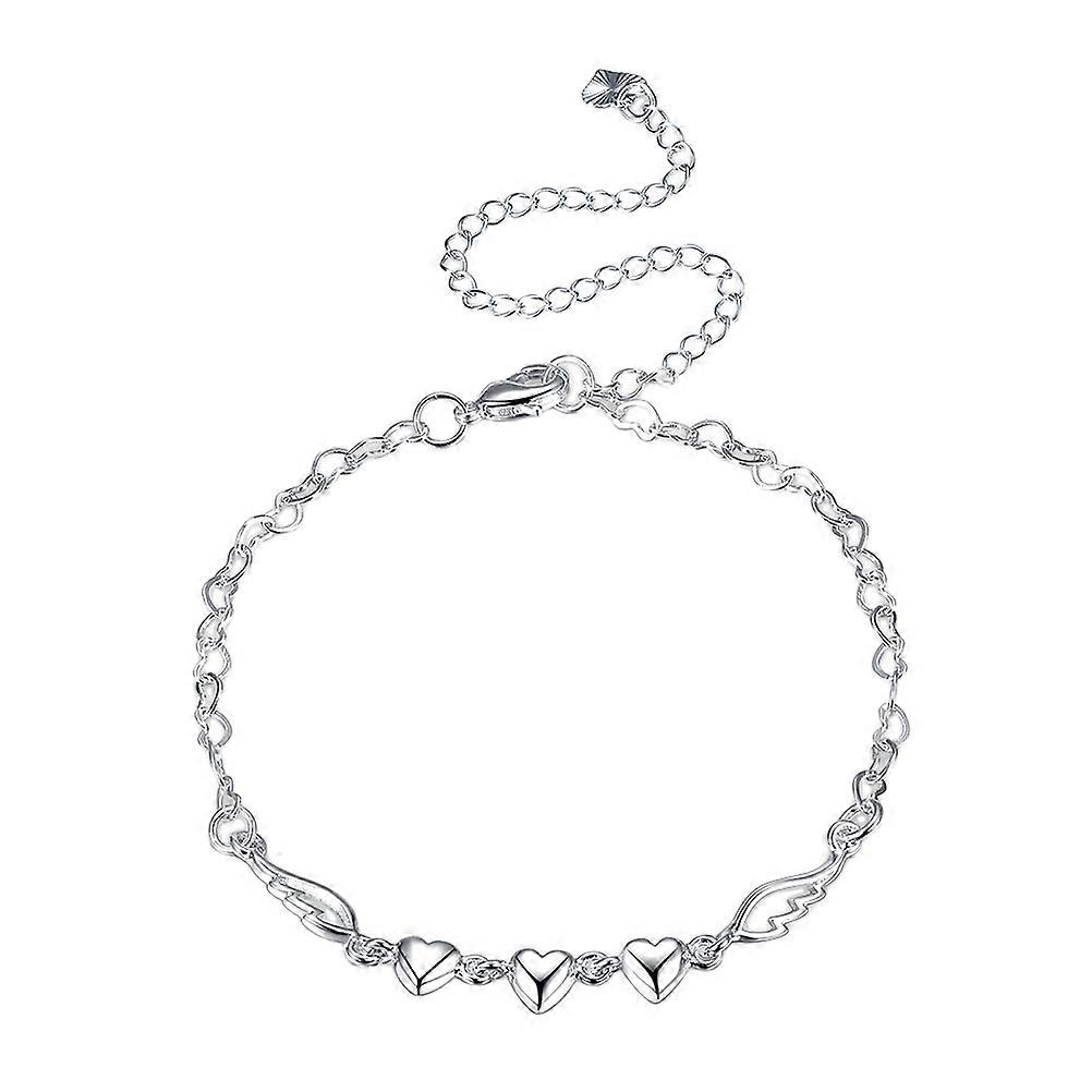 Silver Heart Ankle Bracelet with Extender Elegant Chic Foot Chain for Women, Perfect for Daily Wear and Special Occasions