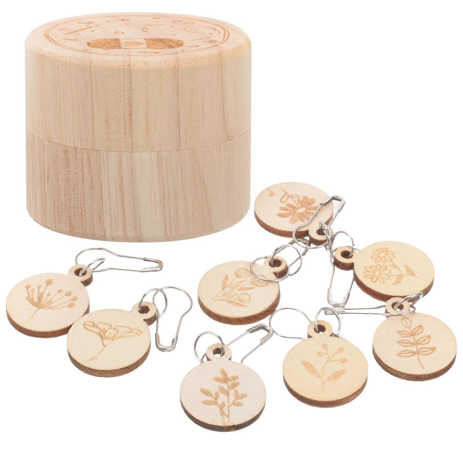 Wood Carved Stitch Markers Diy Art Projects Handicraft Supplies Ivory Color 1Set