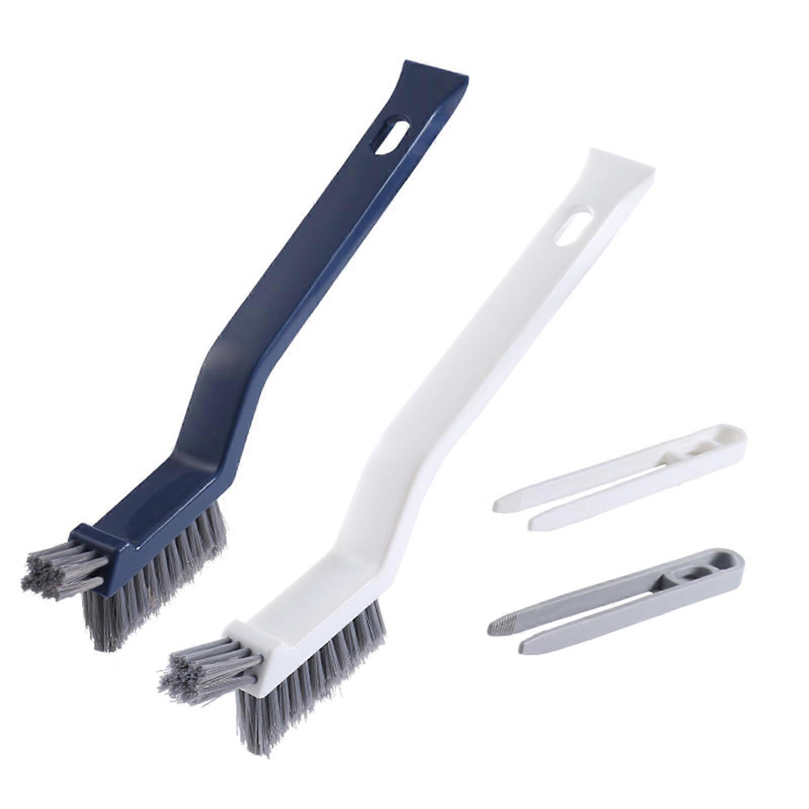 3-in-1 Bathroom Cleaning Brushes, Set of 2, Effective Gap Brushes for Tight Spaces, Durable and Versatile Design