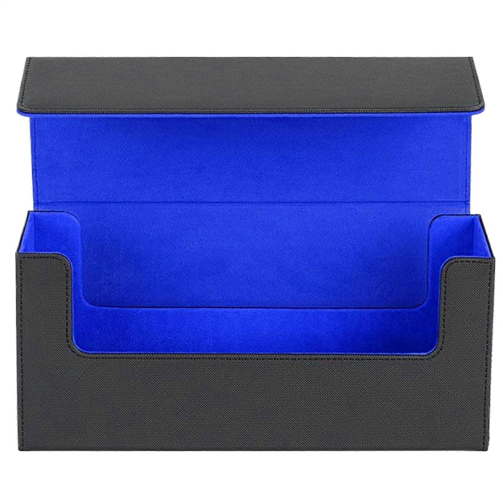 Deck Organizer Box with Dividers Portable Storage Case with Magnetic Closure Black Blue
