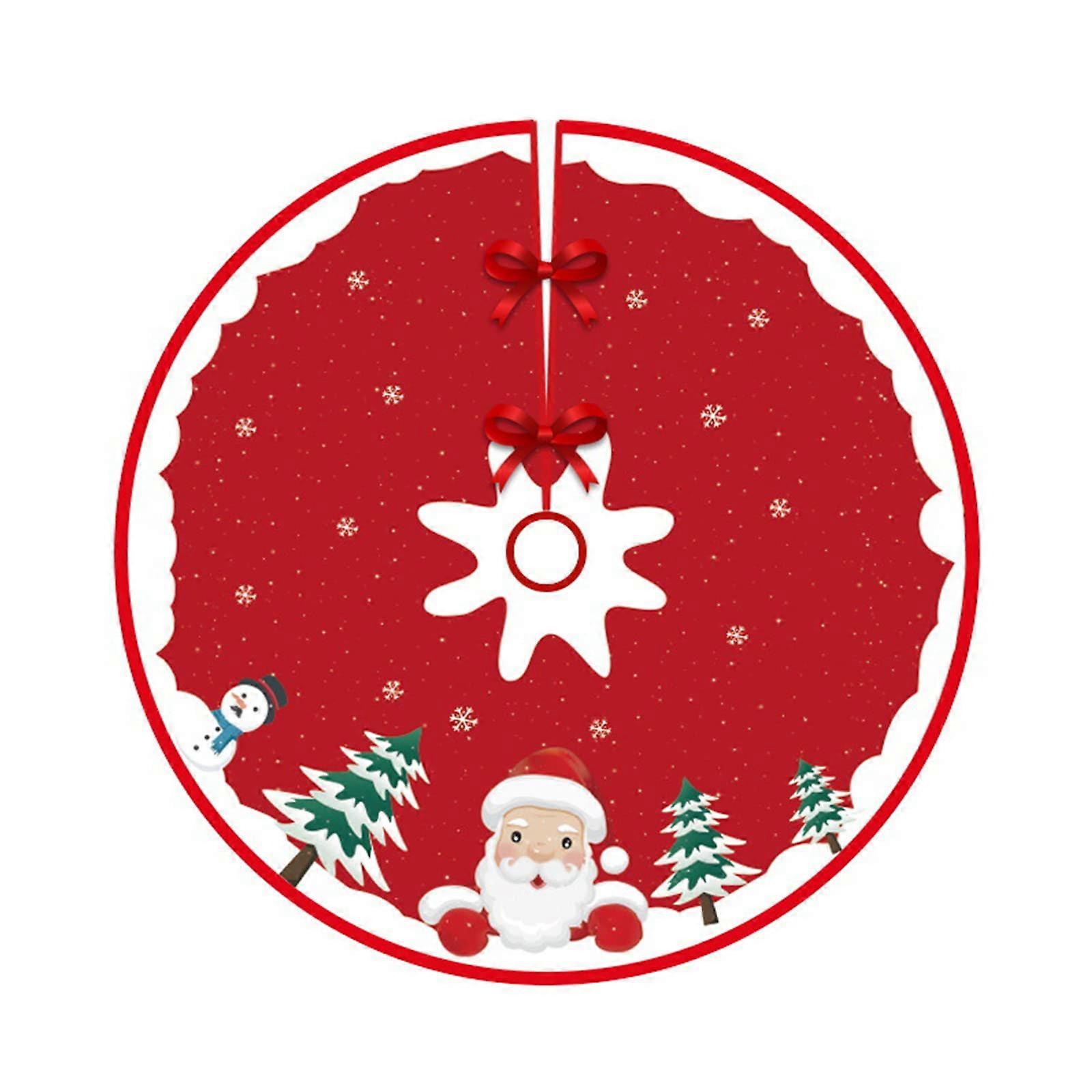 Christmas Tree Skirt - Decorative Mat with Santa and Snowman Design for Kids' Day Parties - Soft Fabric, 48 Inch Size