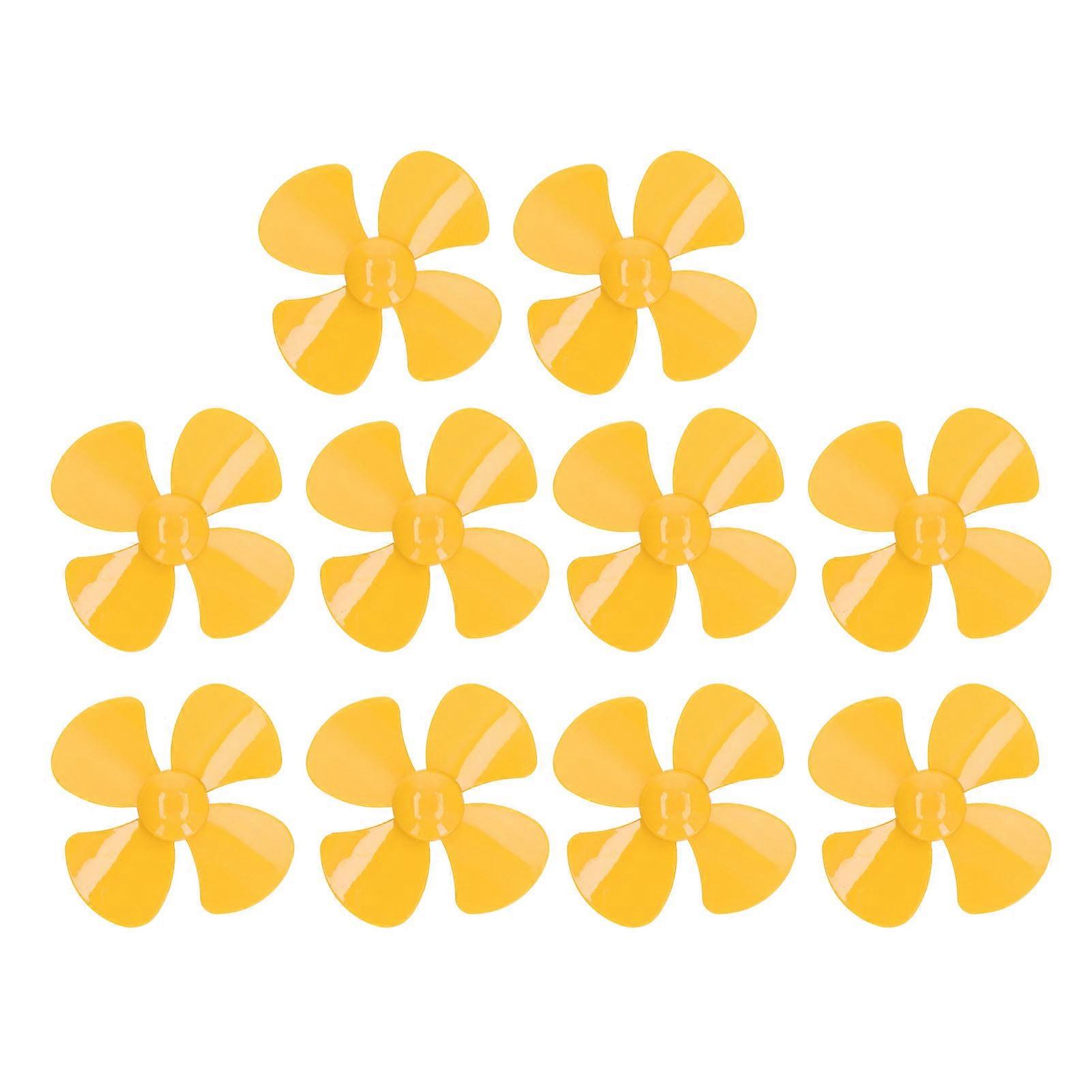10Pcs 100mm 4 Blades Propeller DIY Toy Model Rotating Accessories with 2mm Hole XR-150Yellow