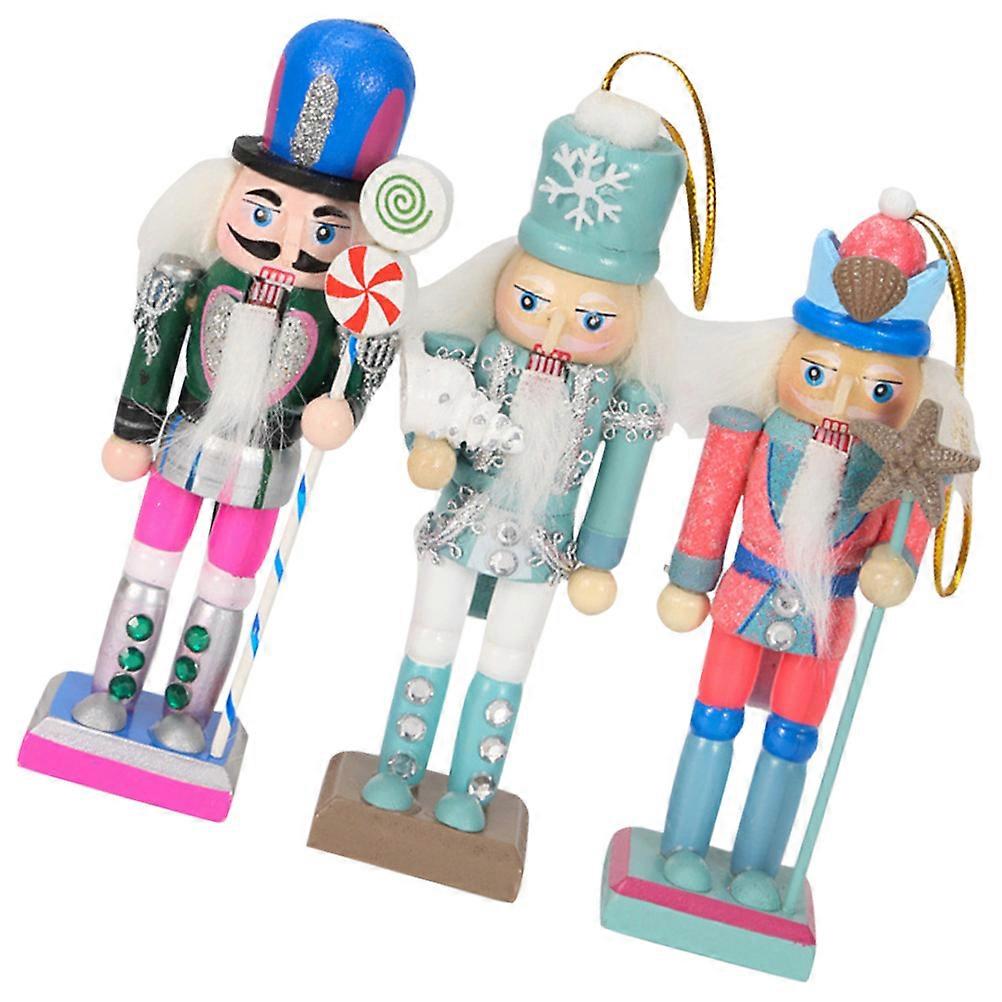 Wood Nutcracker Nautical Style Nutcracker Ornament for Festival 3Pcs Set