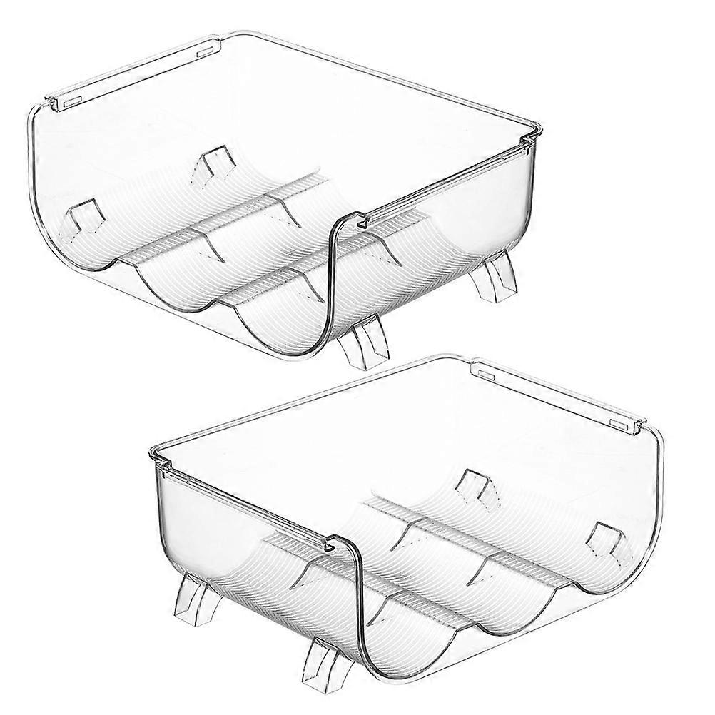 Stackable Water Bottle Holders 2Pcs For Kitchen Refrigerator Organisation PET Material Transparent Design