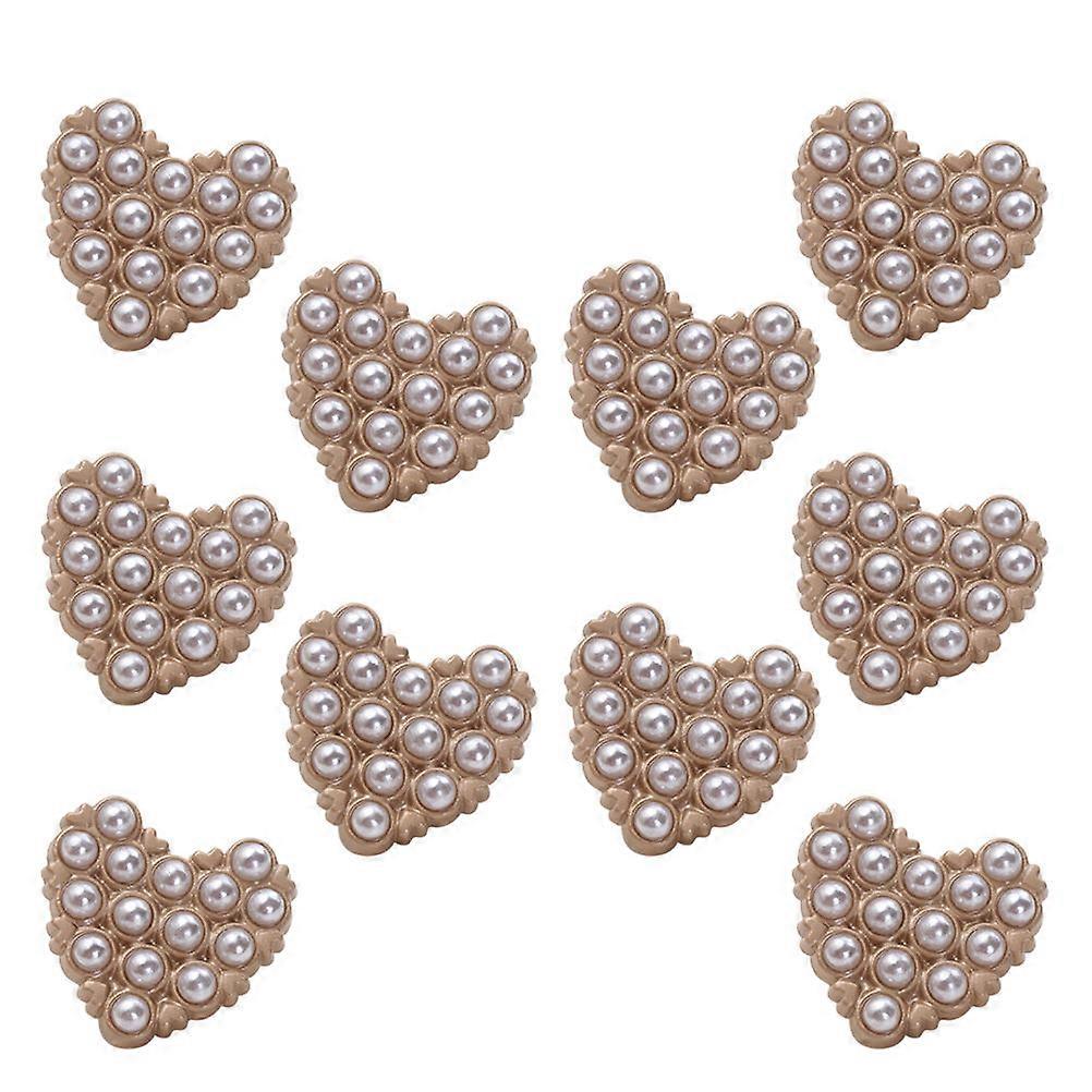 Pearl Decorative Sewing Buttons for DIY Use Golden 10pcs Zinc Alloy and Imitation Pearl