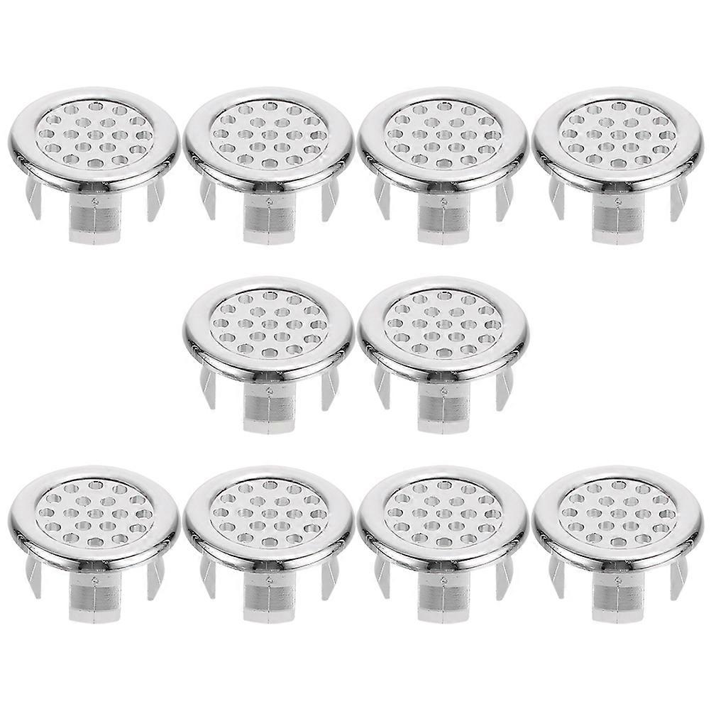 Plastic Sink Overflow Cover for Wash Basin Silver Color Mesh Design Fits Round Hole 10pcs