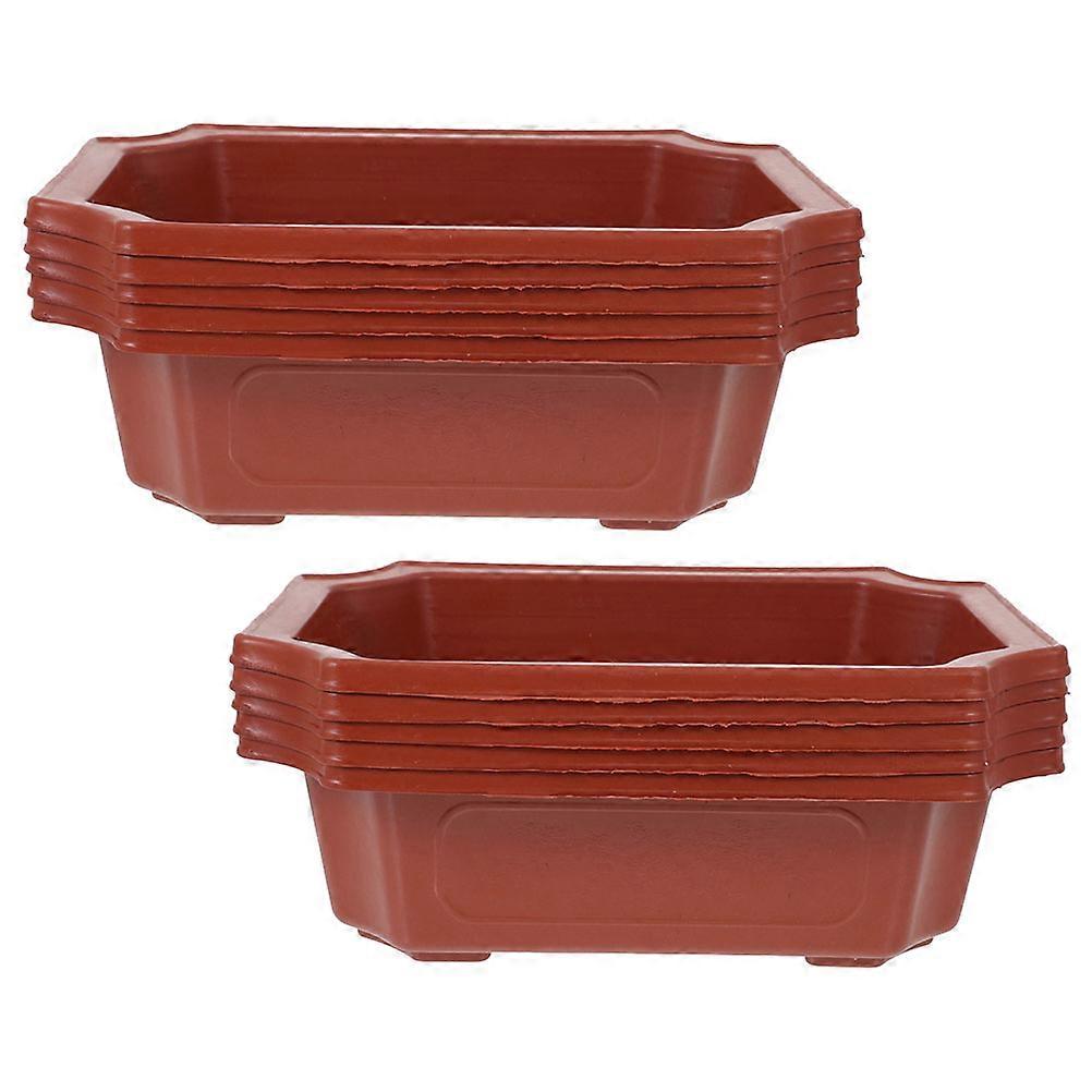10pcs Rectangular Plastic Bonsai Pots for Succulents, Ferns – Indoor Outdoor Flowerpots for Office, Garden, Balcony Greenery