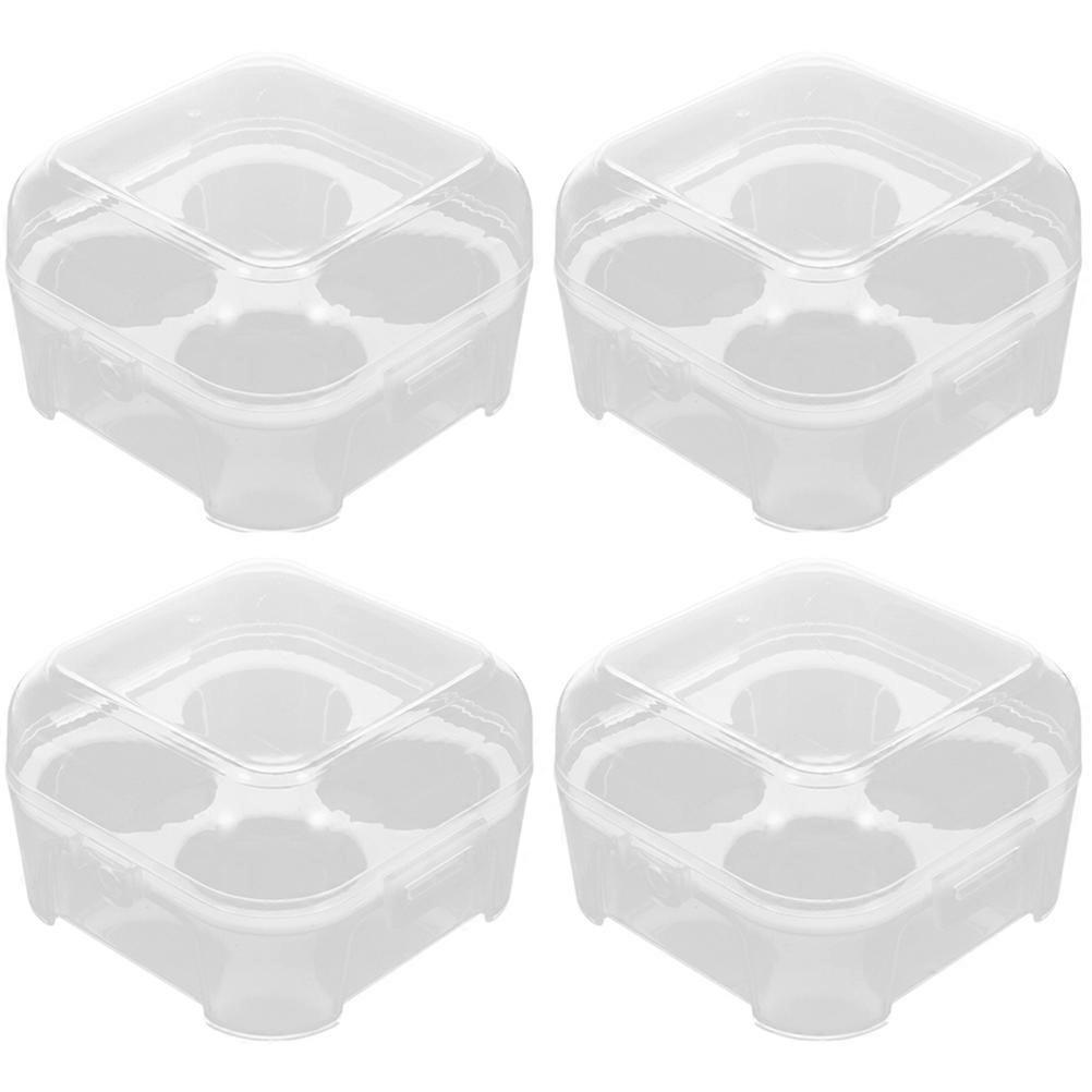 Transparent Plastic Egg Holder for Refrigerator Storage with Separate Grids to Hold 4 Eggs Safely
