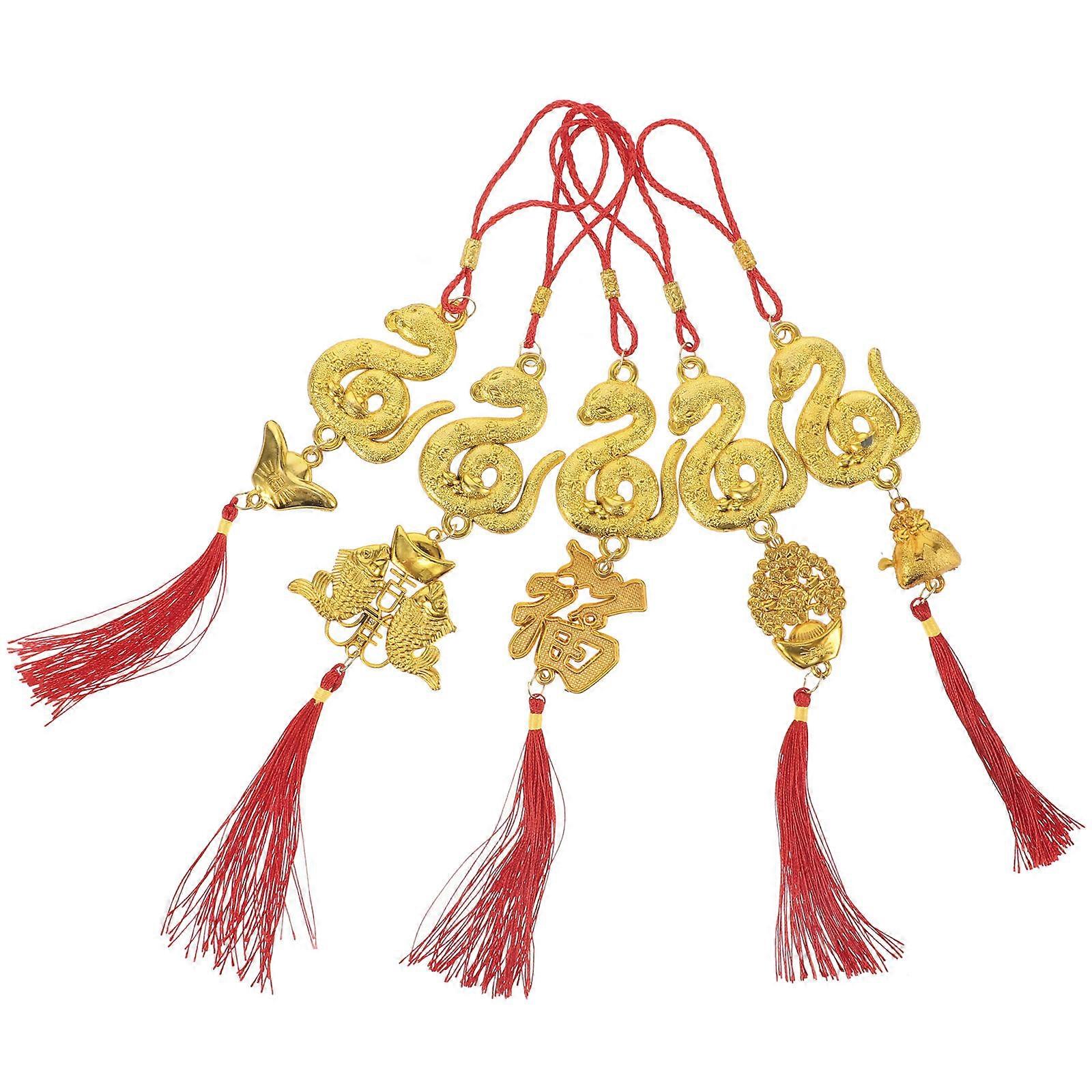 Chinese New Year Hanging Ornaments with Tassels for Decor Multi Color Plastic Festive Atmosphere
