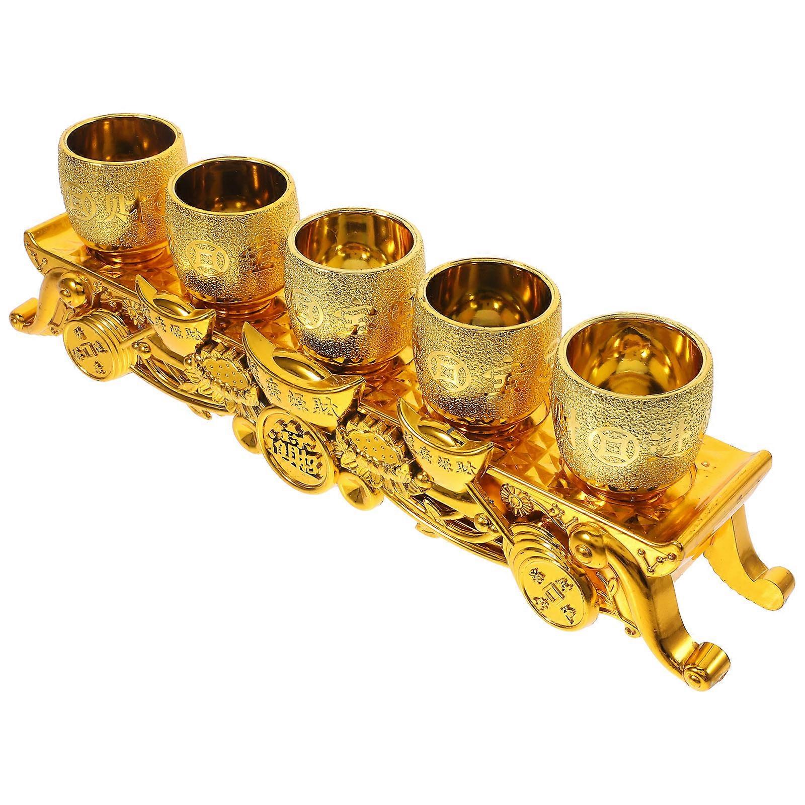 Golden Reusable Gothic Chalice Set for Buddhist Worship and Offerings, Versatile and Design, Includes Multiple Cups