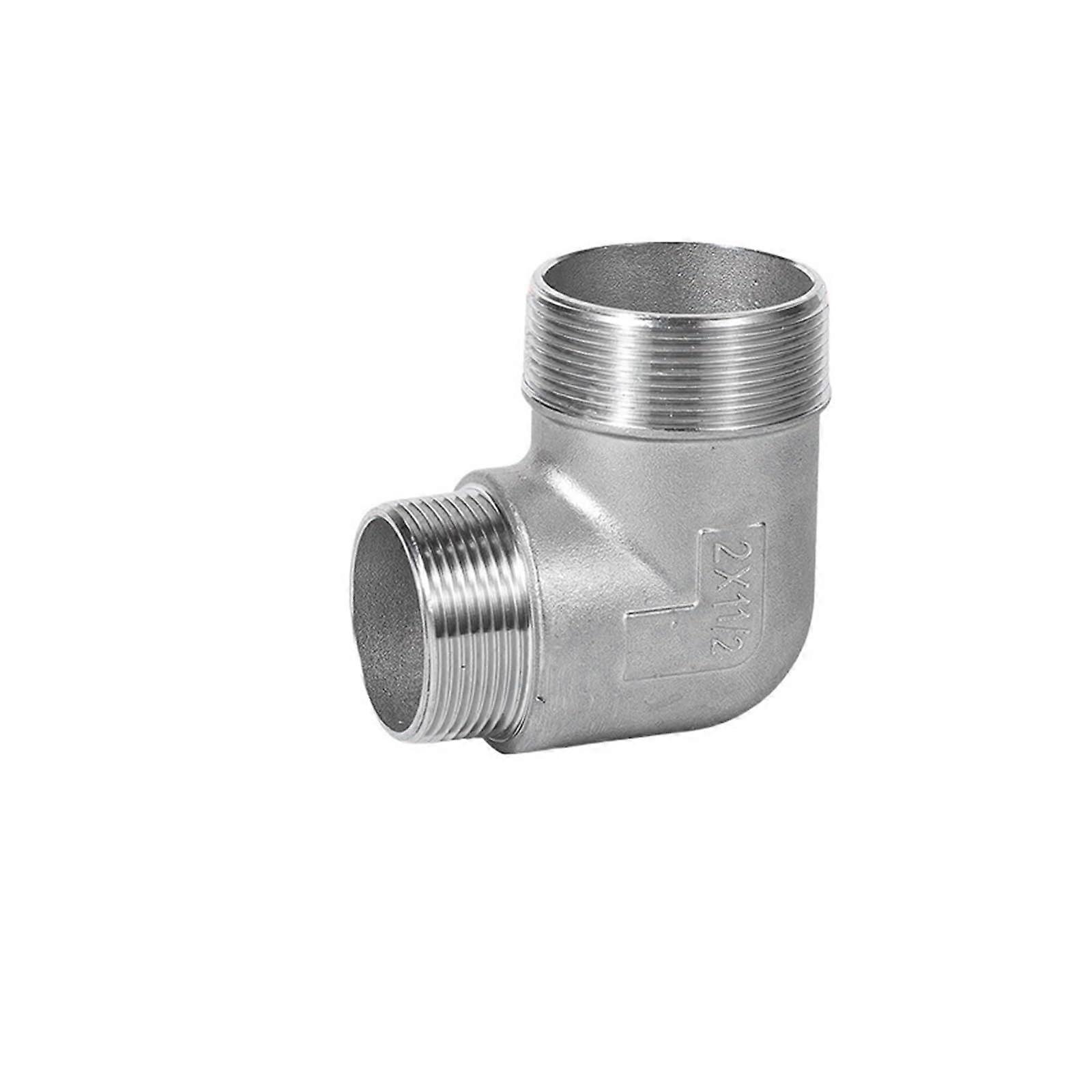304 Stainless Steel 90-Degree Right Angle Reducer Elbow Fitting G2 x G1/2, 4-Minute and 6-Minute Connections