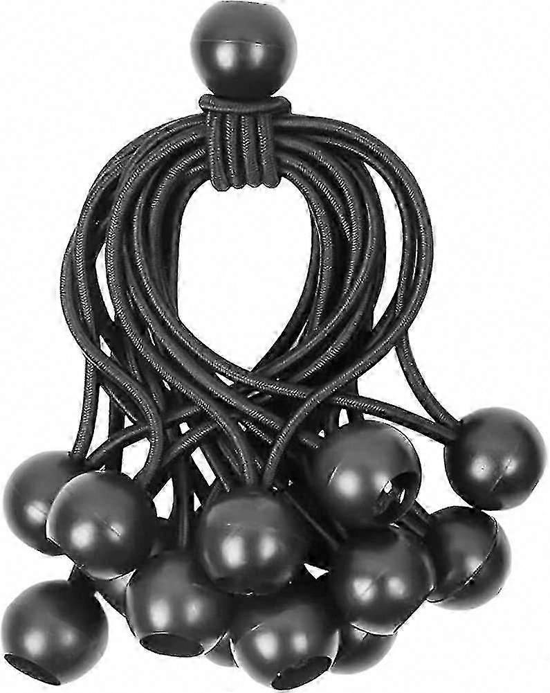 15pcs Bungee Cords with Balls for Tarpaulin, Elastic Bands Black