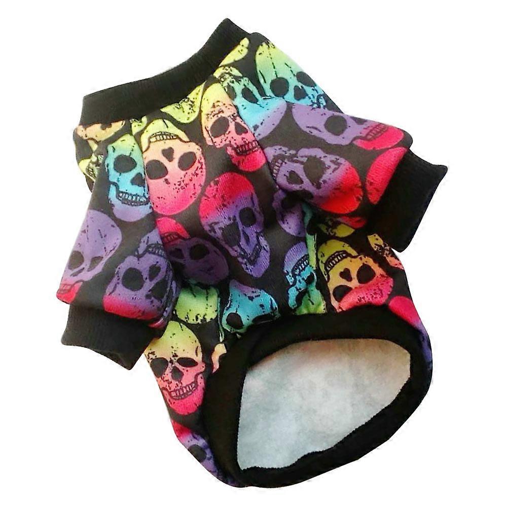 Halloween Dog Costume Funny Skull Head Printing Sweater For Dogs L Breathable 1 Pc