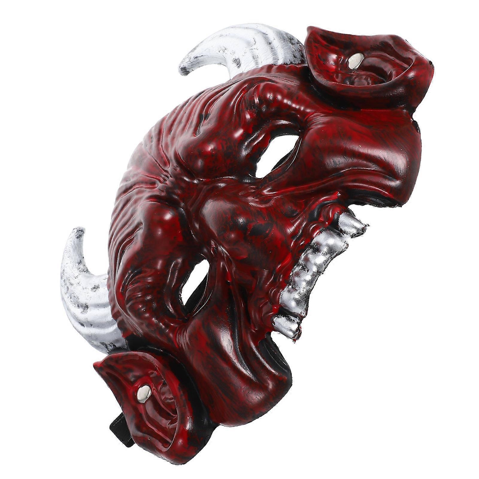 Realistic Dark Red Half Face Mask With Scary Design For Halloween Events And Themed Gatherings Supplied In 1Pcs