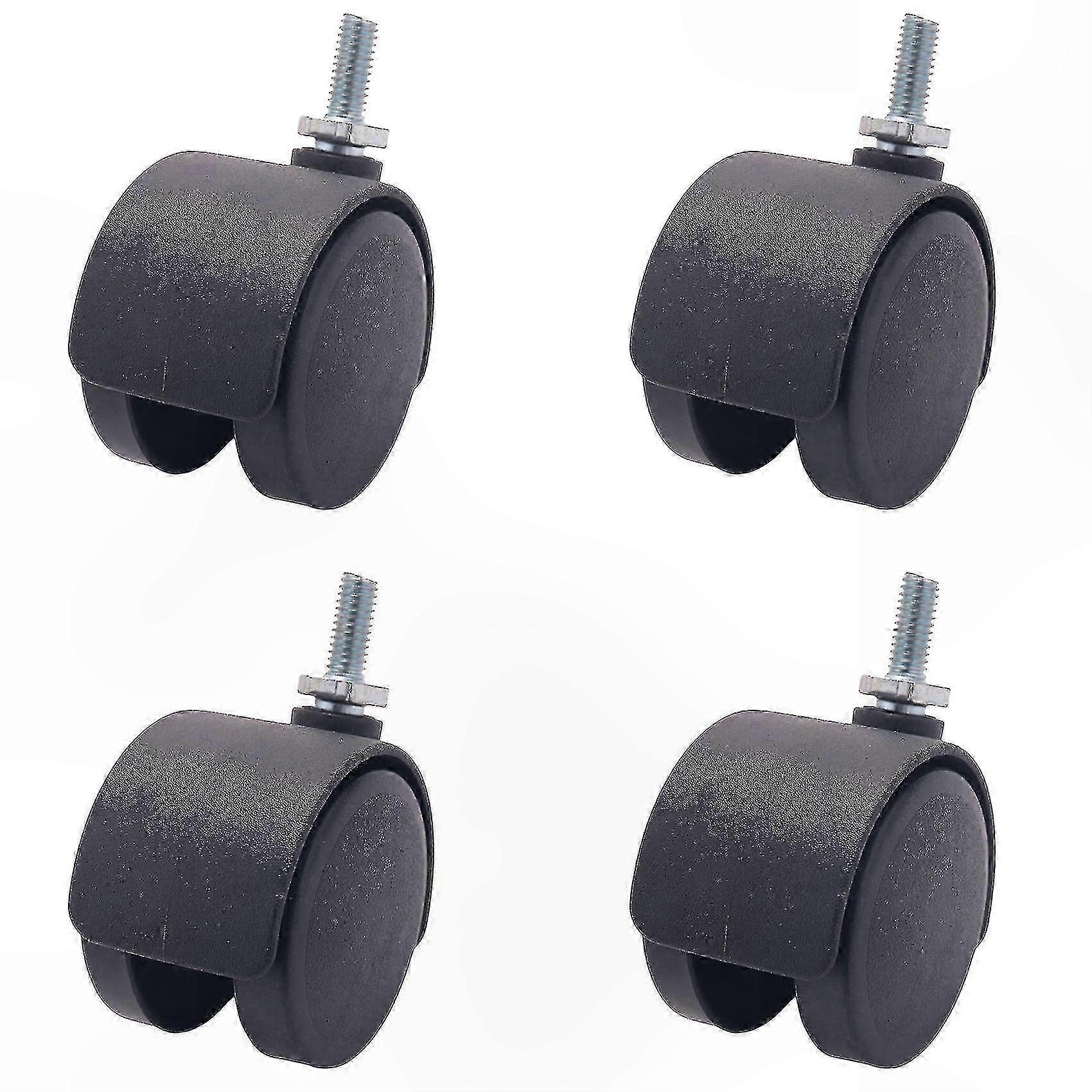 Black 6mm Threaded Stem Dual Wheel Caster with 40mm Rotatable Design