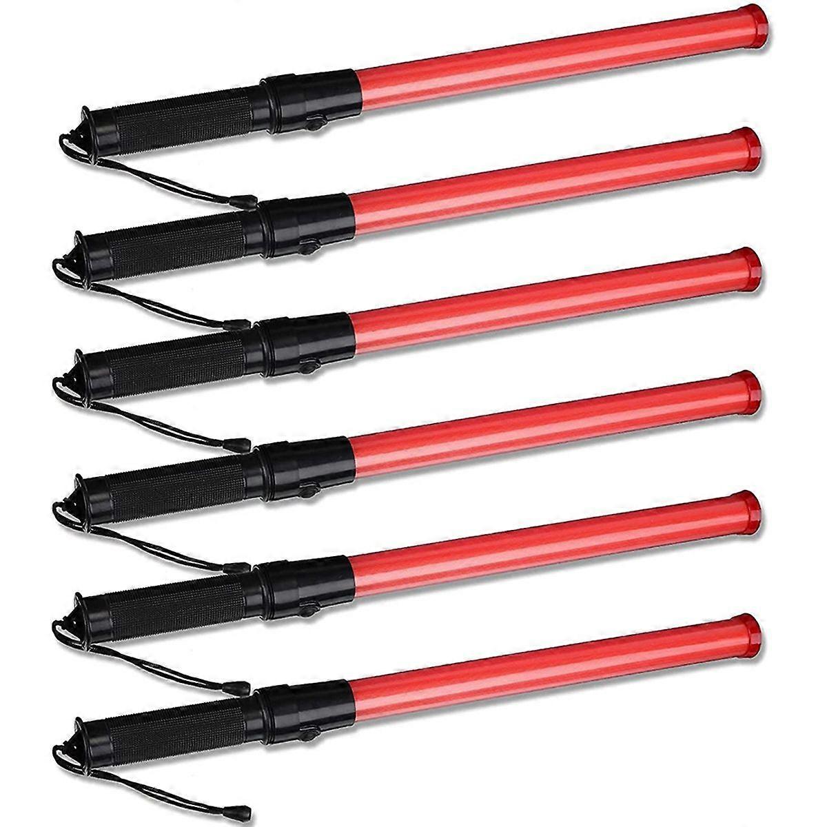 6 Pieces 41cm Signal Traffic Wand Safety with 2 Flashing Patterns