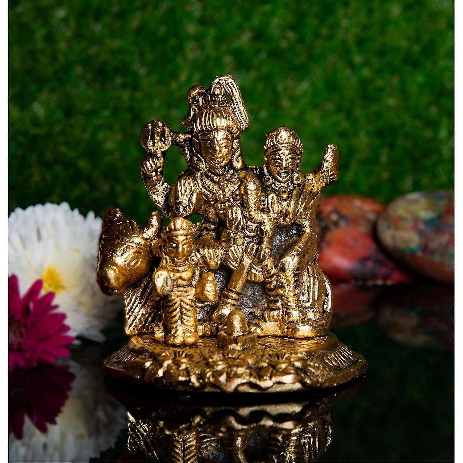 Latest Shiv Parivaar Statue Figurines Home Decor/The Triadic Heart of Shiva Pariwar with Nandi/Meet My Hindu Gods/Mini Hindu Statues