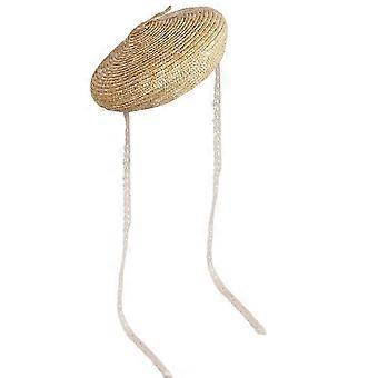 Victorian Straw Bonnet Hat Sun Protective Hat Lace Flower Vacation Fisherman Hat Teaparty Hat Round Top Hat Headwear