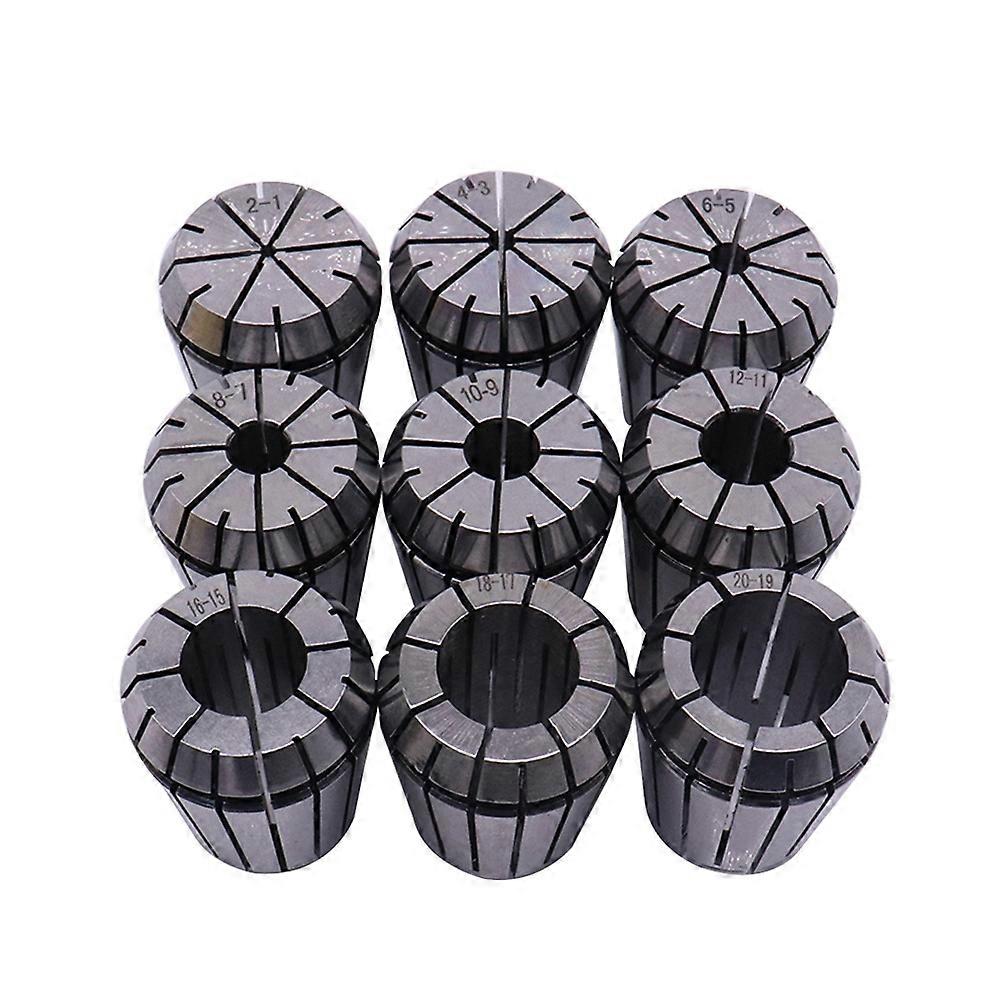 Tool Holder For CNC Machine Tools 9 PCS Set ER32 Spring Collets Designed For Engraving and Drill Clamping Silver